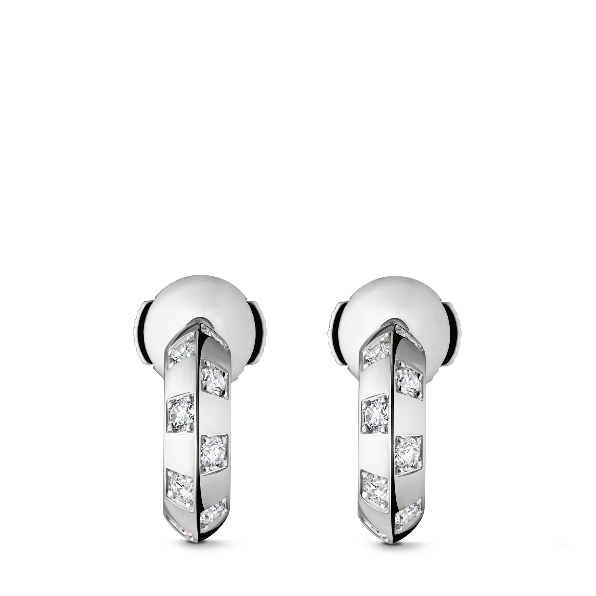 Le Damier de Louis Vuitton Small Hoops, White Gold and Diamonds  in Jewellery