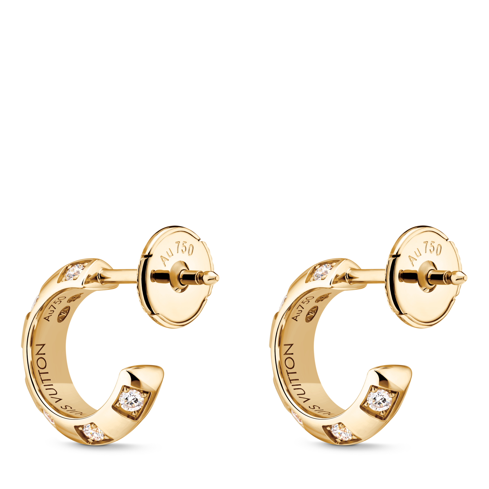Le Damier de Louis Vuitton Small Hoops, Yellow Gold and Diamonds  in Jewellery