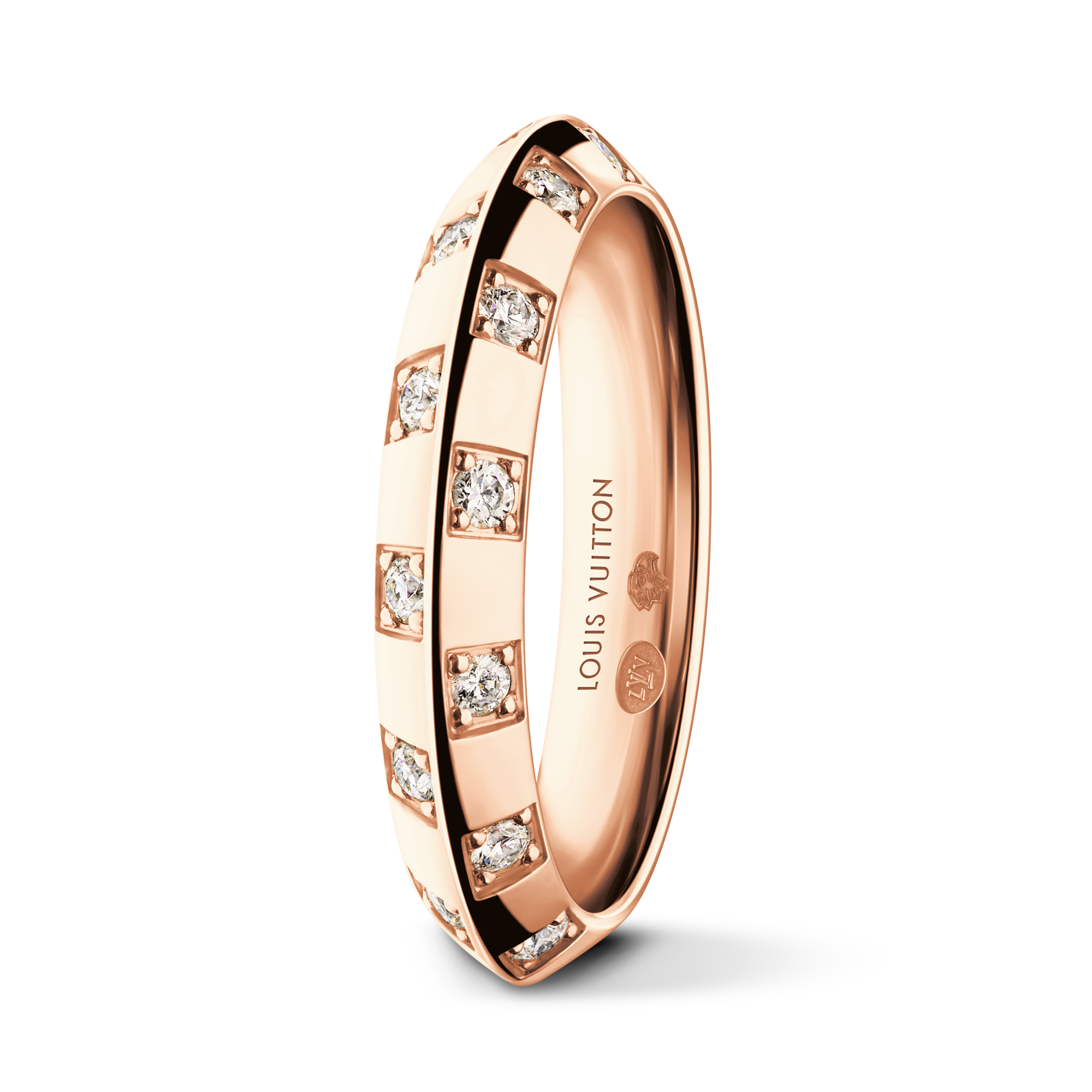 Le Damier de Louis Vuitton Small Ring, Pink Gold and Diamonds  in Les Extraordinaires