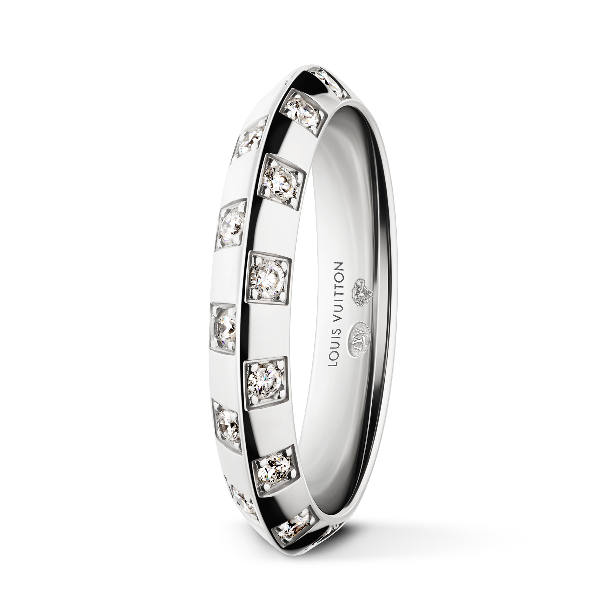 Le Damier de Louis Vuitton Small Ring, White Gold and Diamonds  in Les Extraordinaires