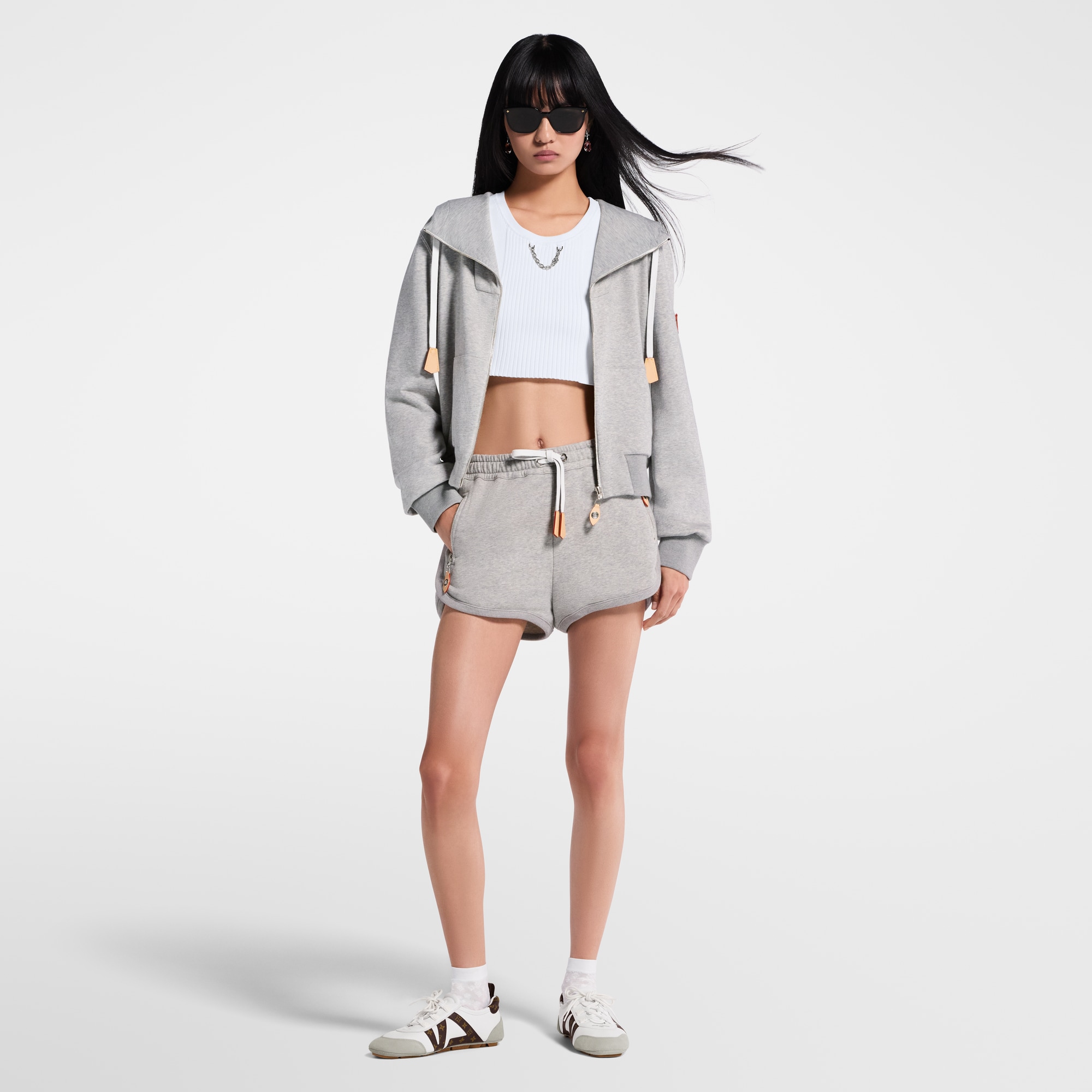 Leather Accent Jogging Shorts  in Women