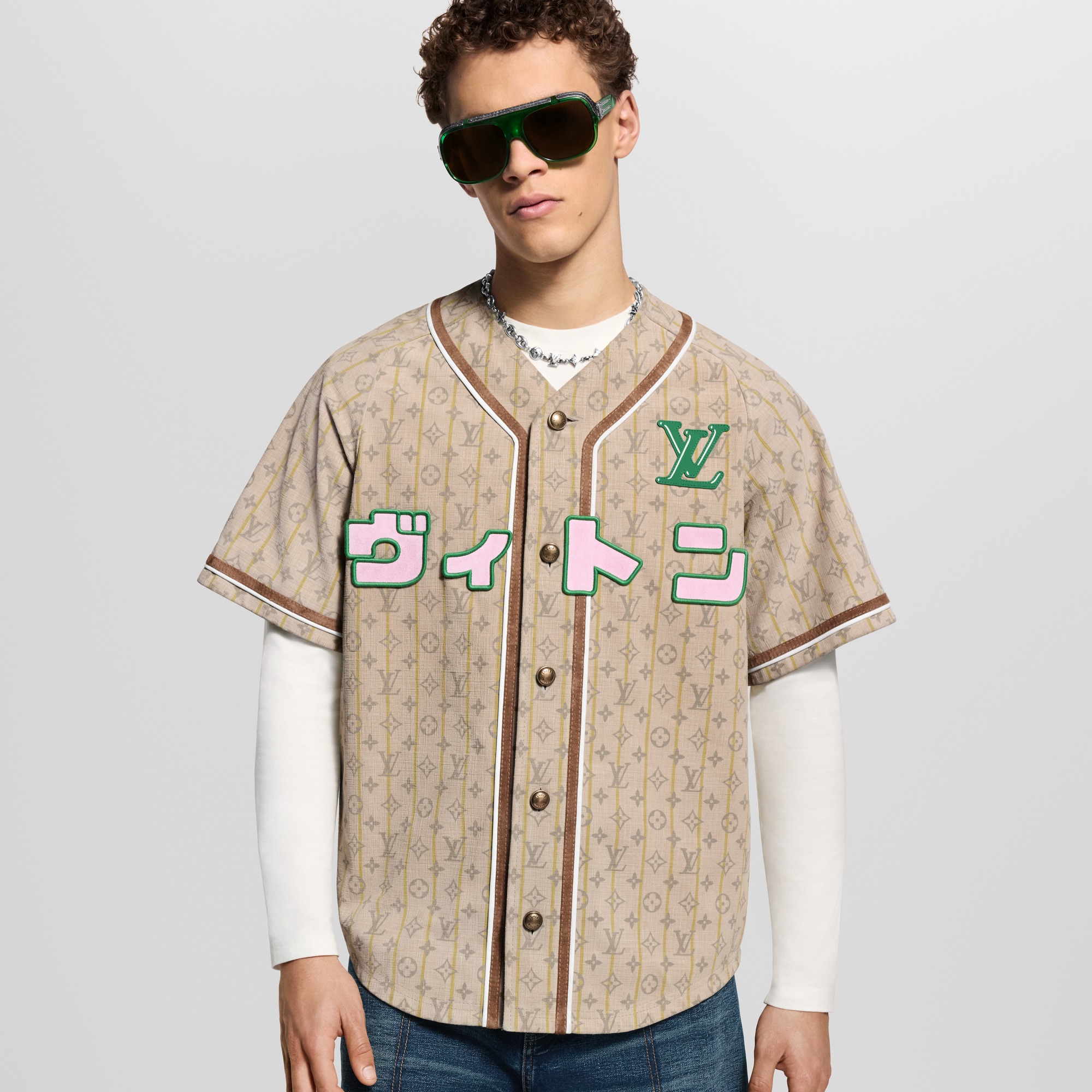 Leather Baseball Shirt  in Men