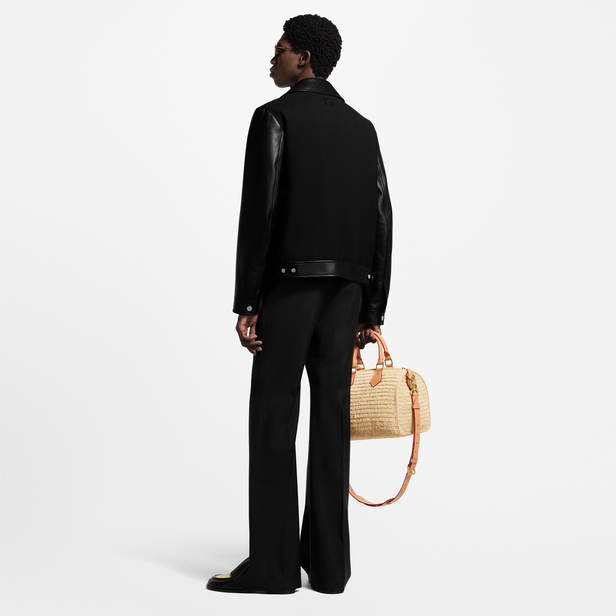 Leather Mix Blouson  in Men