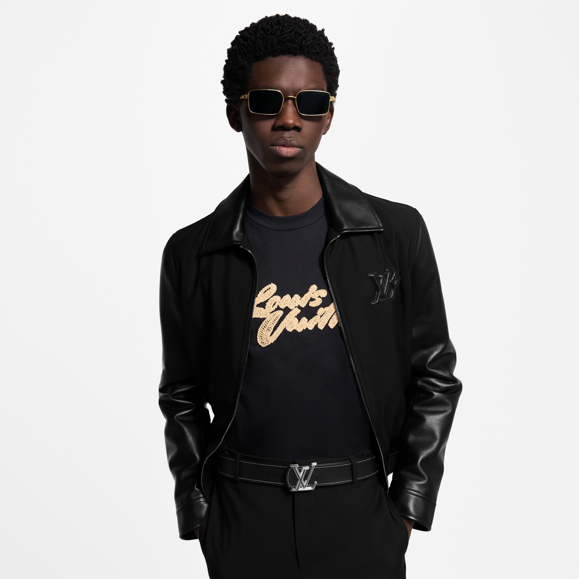 Leather Mix Blouson  in Men