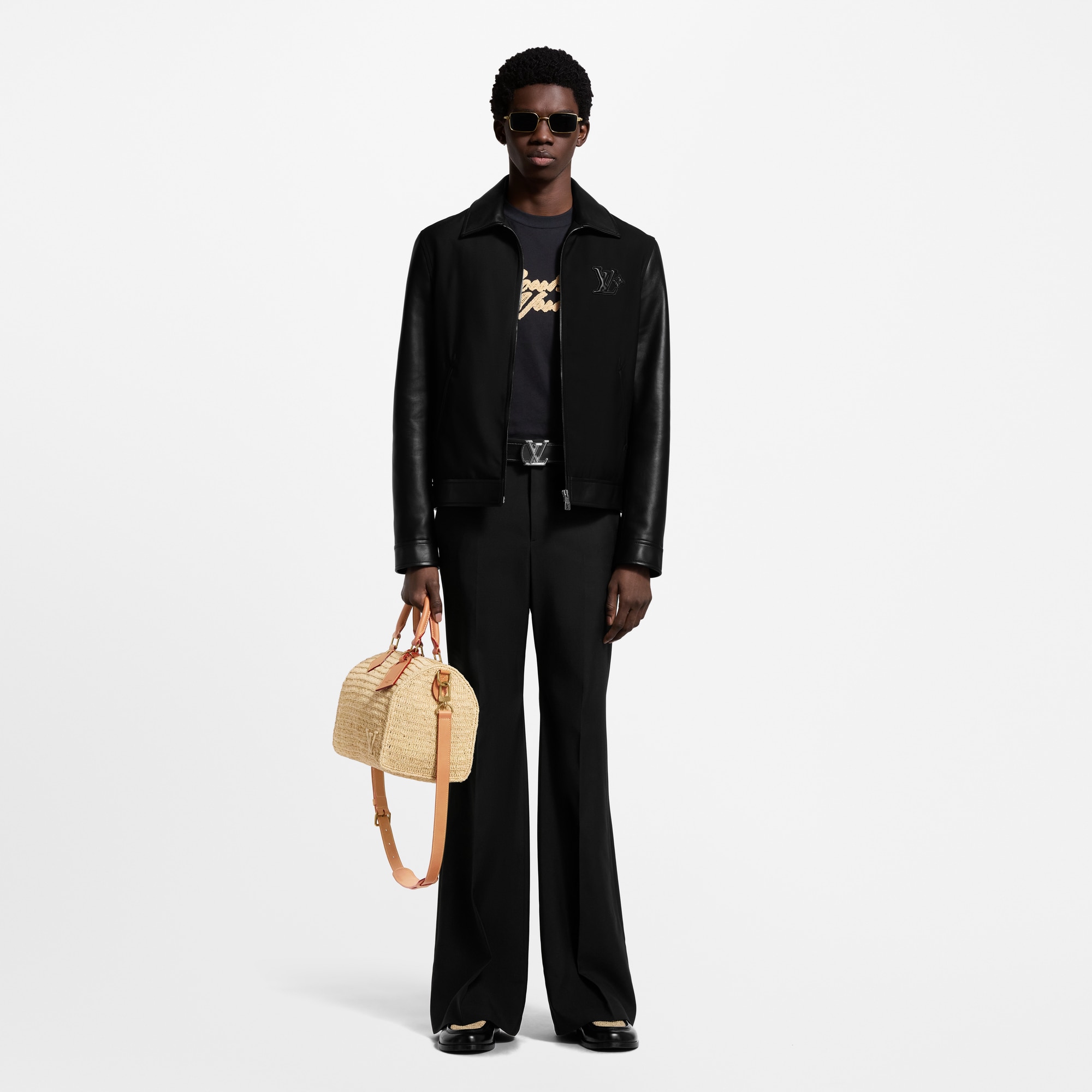 Leather Mix Blouson  in Men