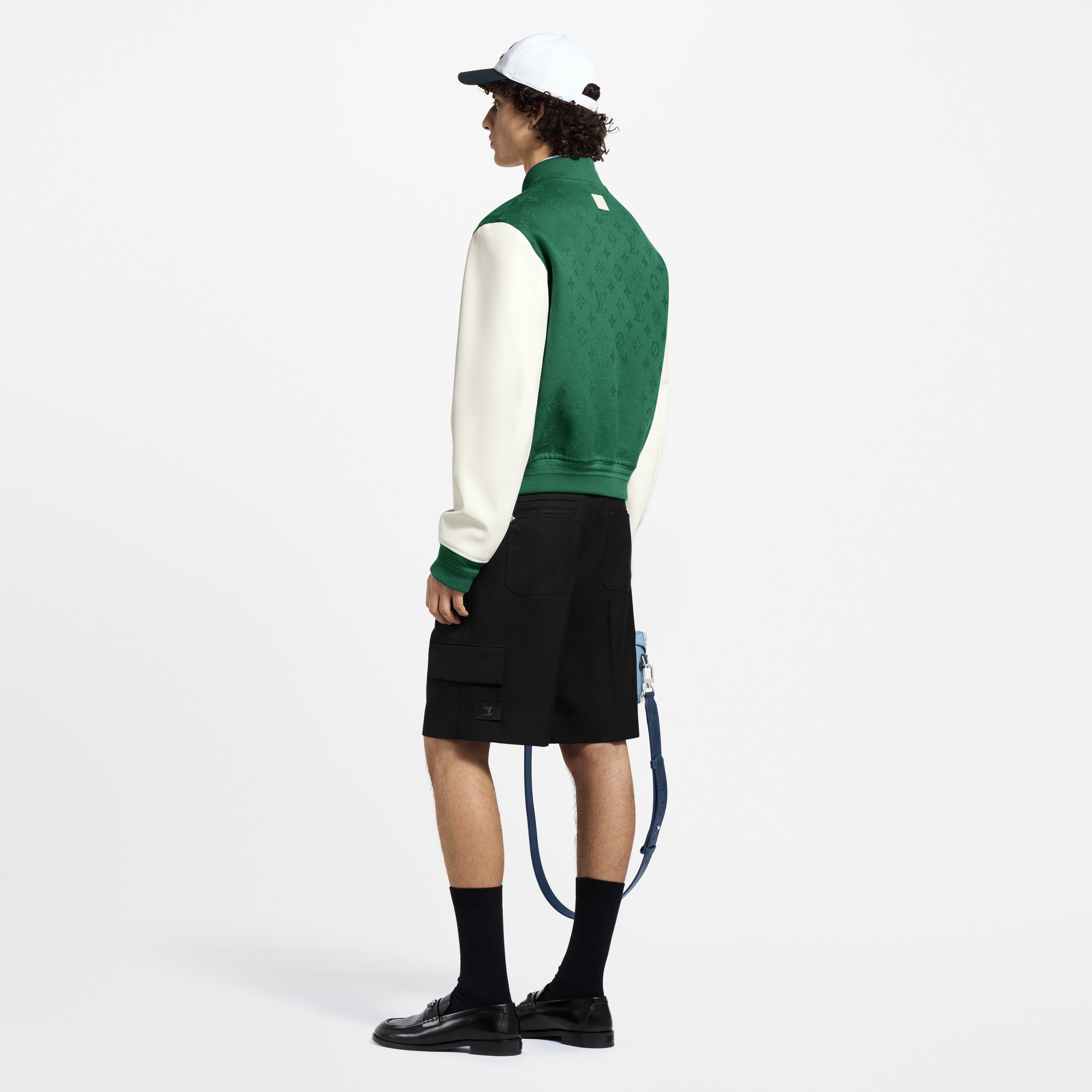 Leather Mix Monogram Varsity Jacket  in Men