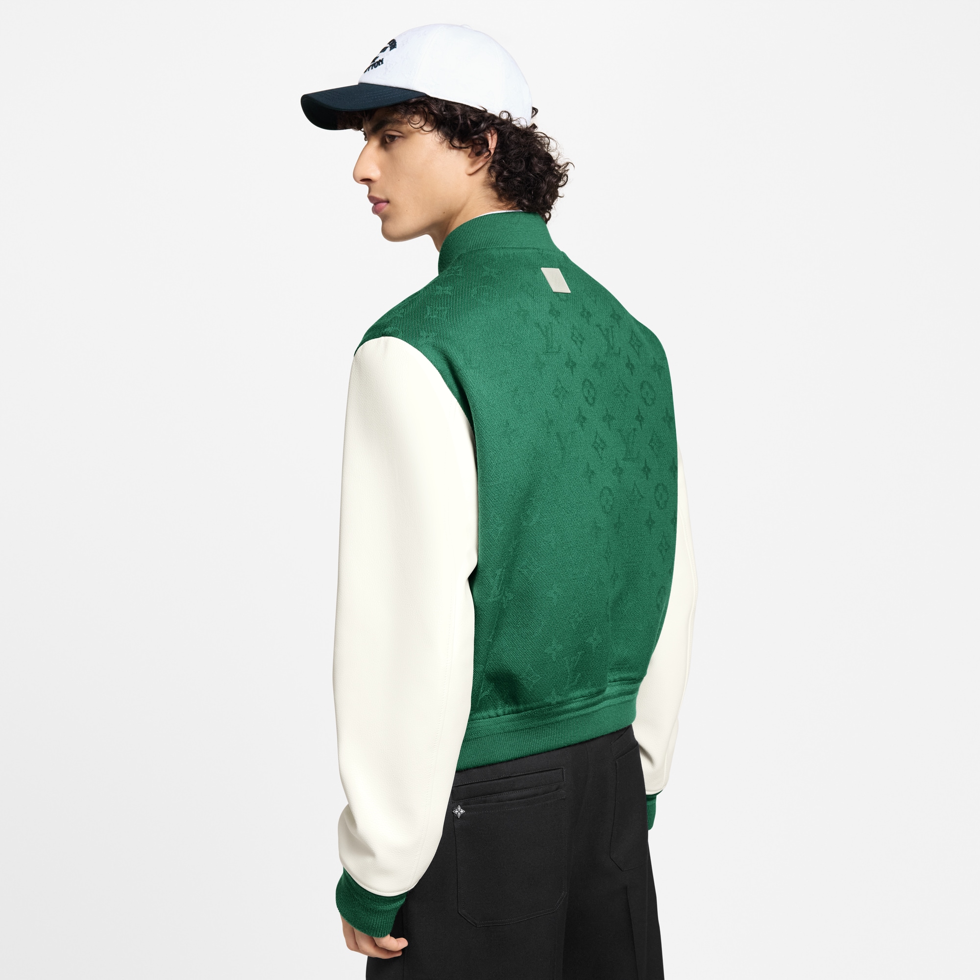 Leather Mix Monogram Varsity Jacket  in Men