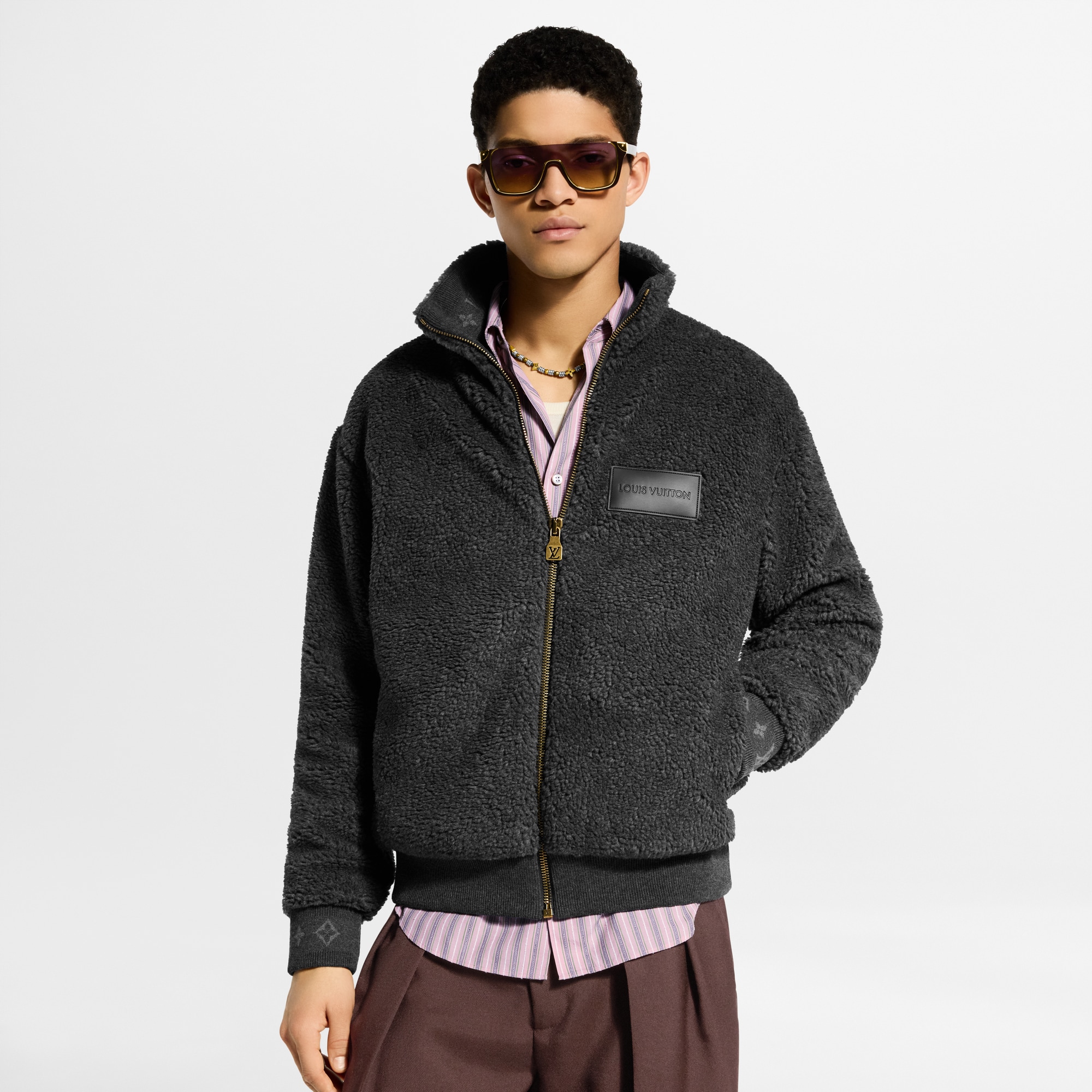 Leather Patch Fleece Blouson - For Men 1AJVSJ | LOUIS VUITTON