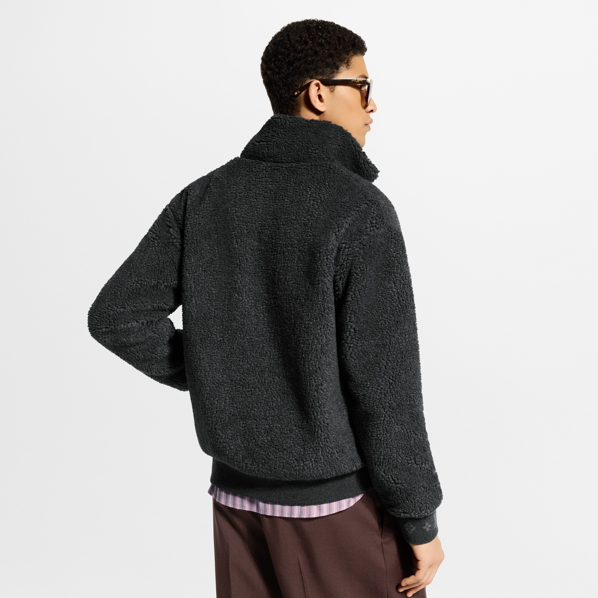 Rokh LEATHER PATCH FLEECE JACKET Rokh】LEATHER PATCH FLEECE JACKET 