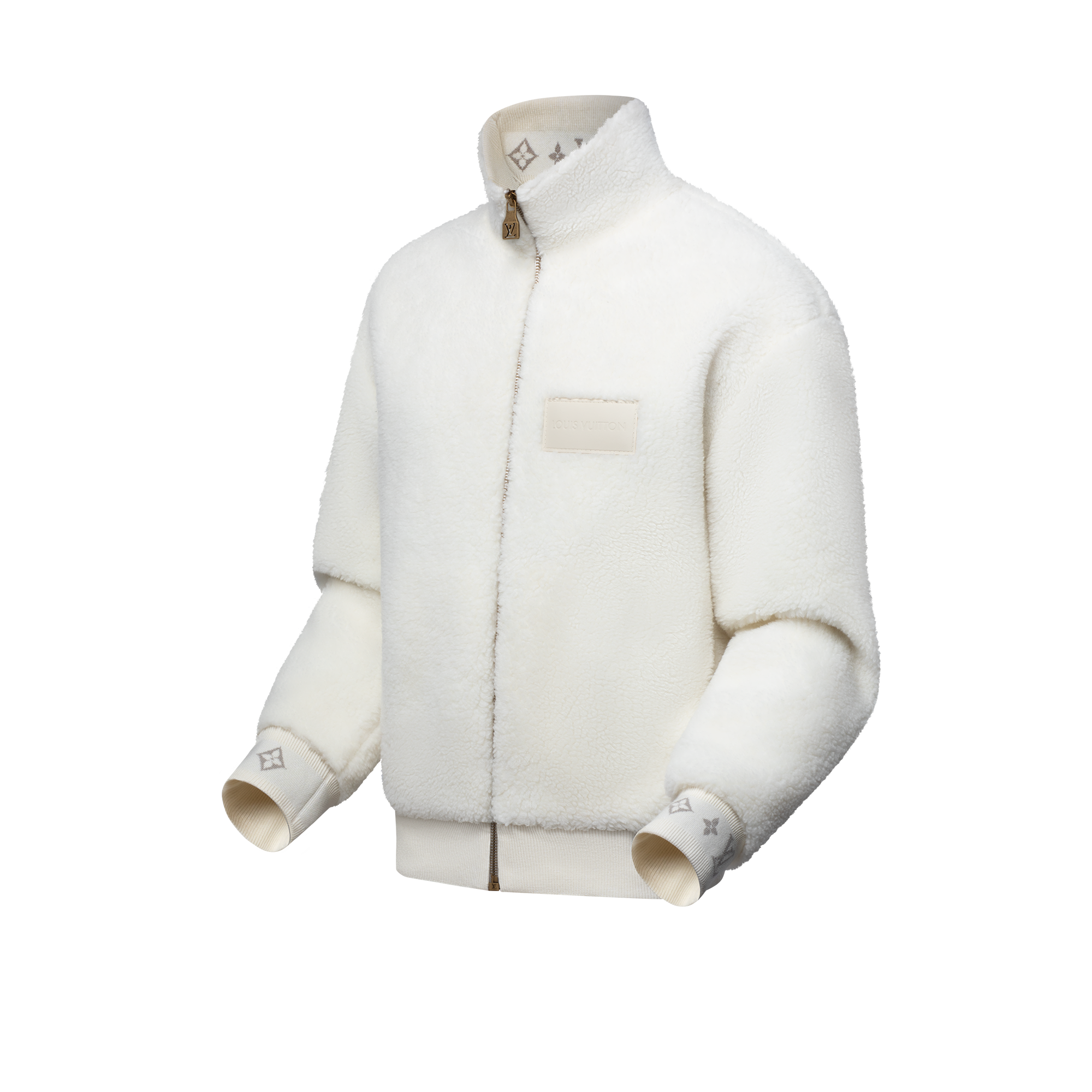 Leather Patch Fleece Blouson  in New