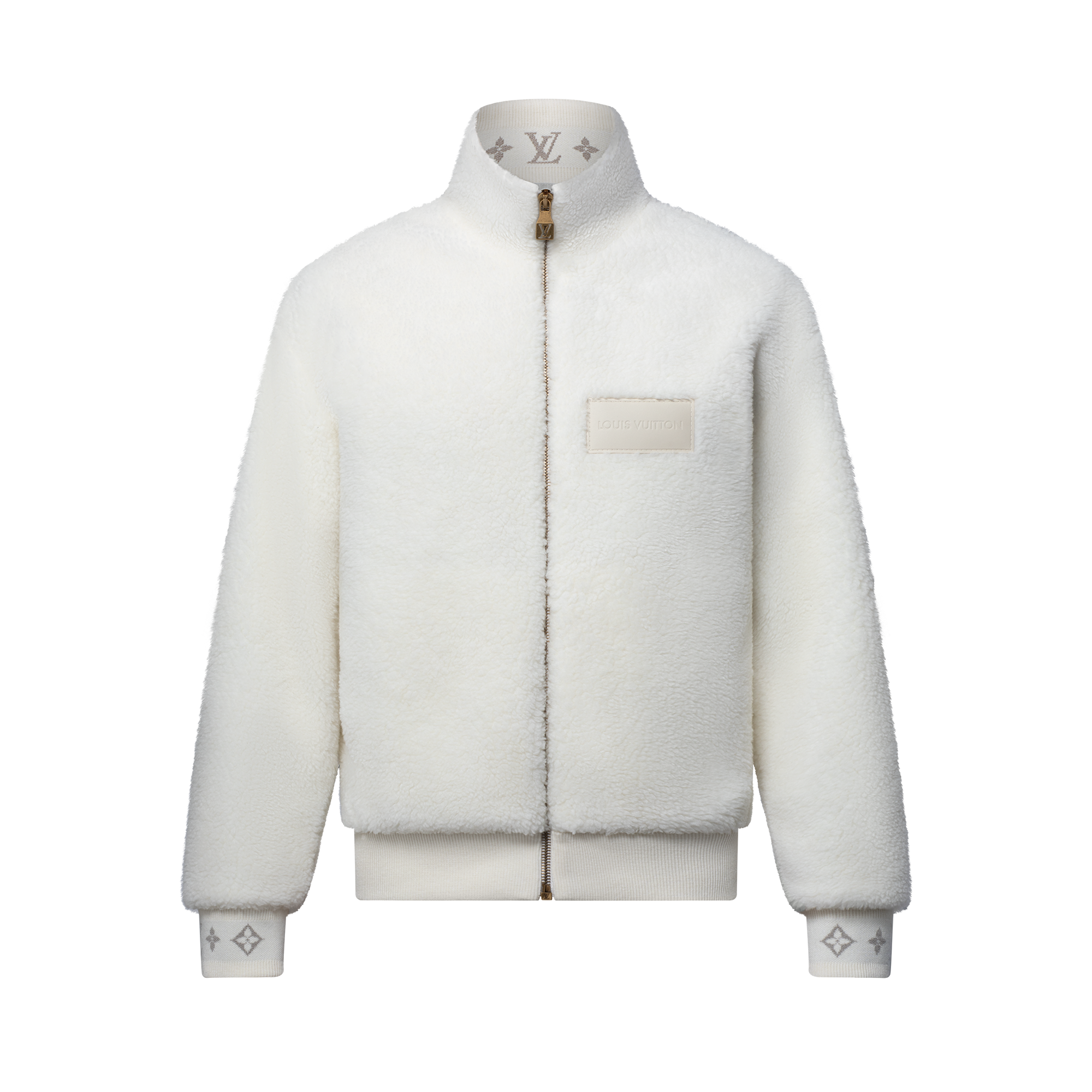 Leather Patch Fleece Blouson  in New