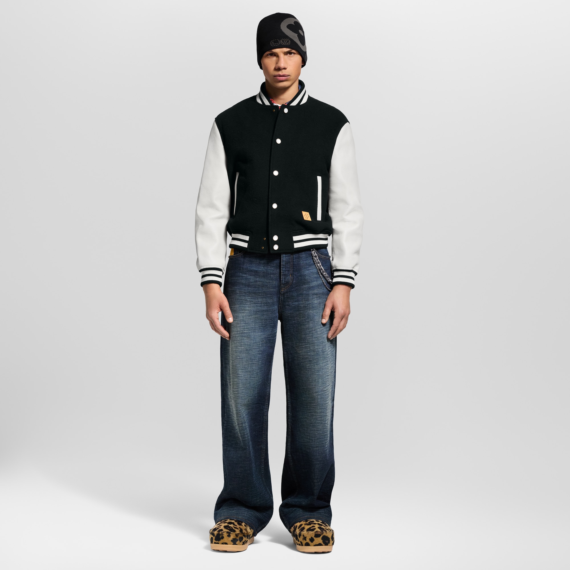 Leather Signature Varsity Jacket  in Men