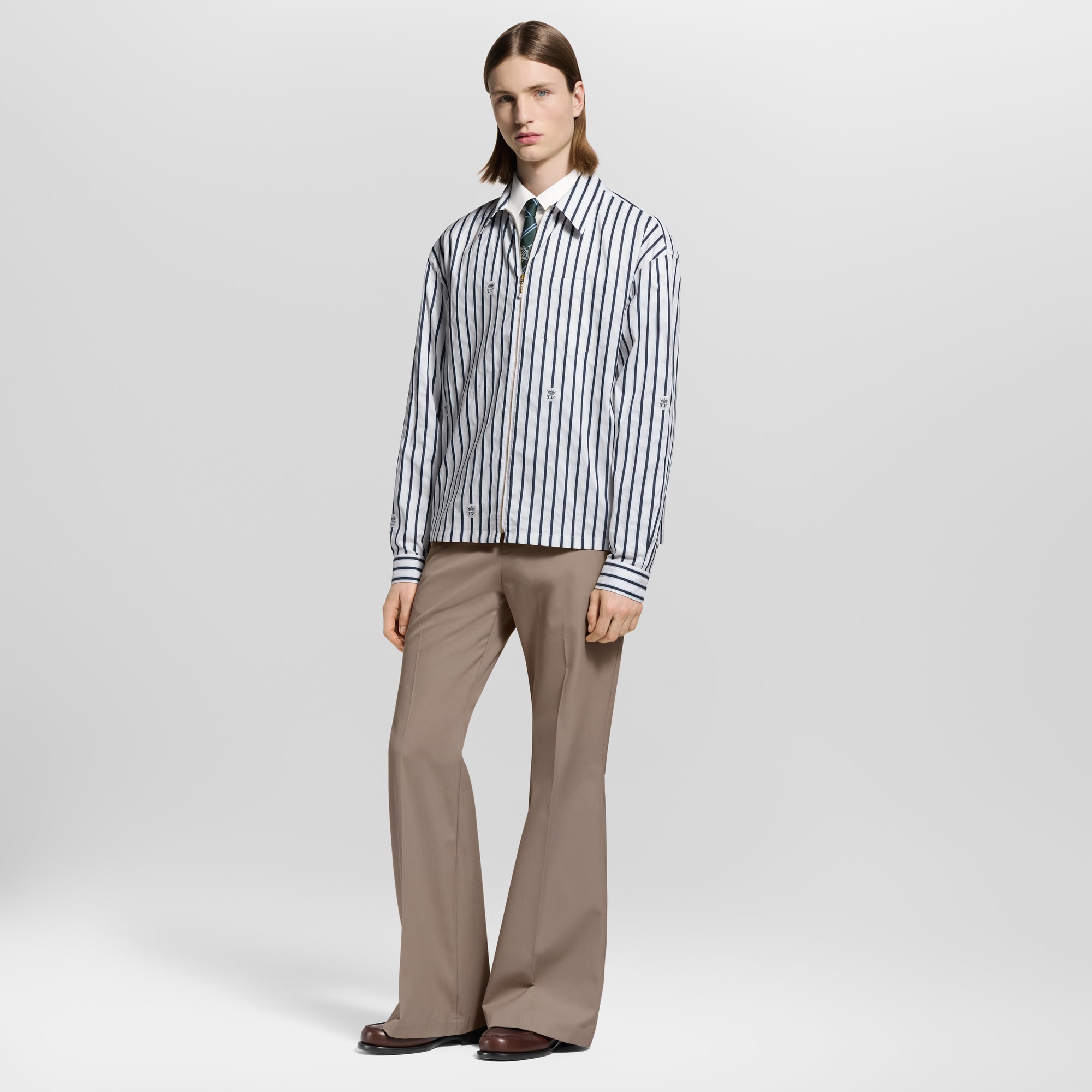 Long-Sleeved Zip-Up Shirt  in Men