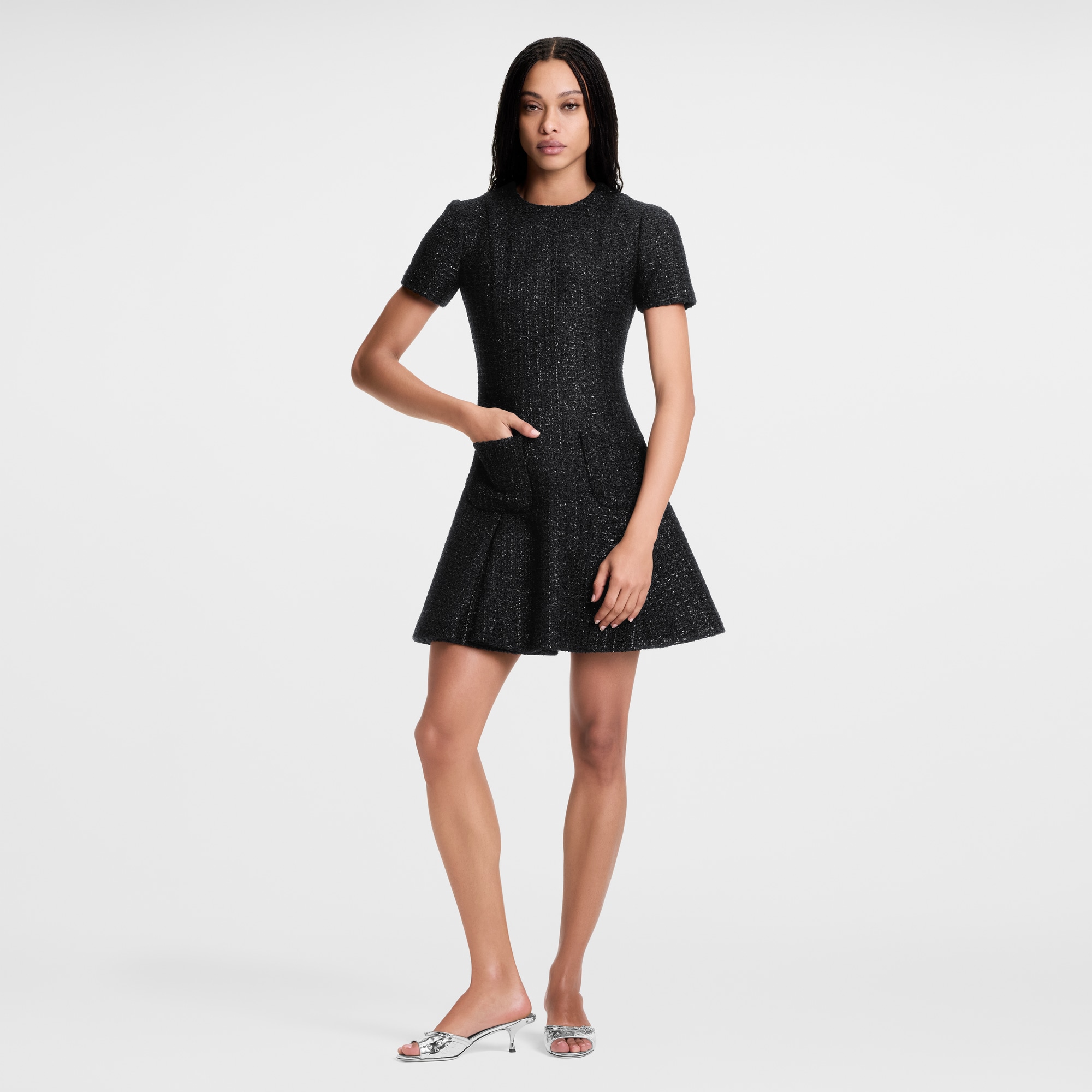 Lurex Tweed Box Pleat Dress  in Women