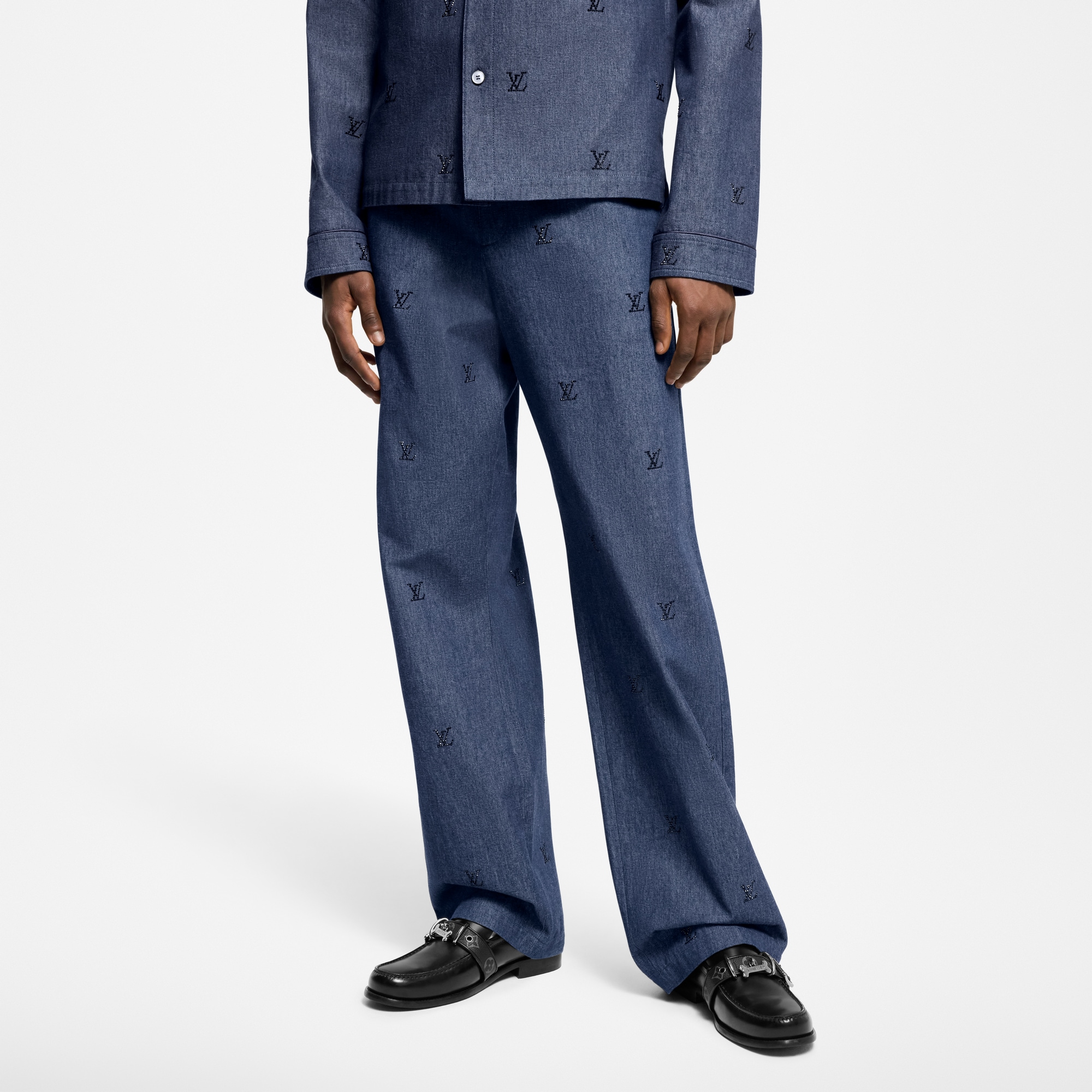 LV Blason Embellished Denim Pants  in Men
