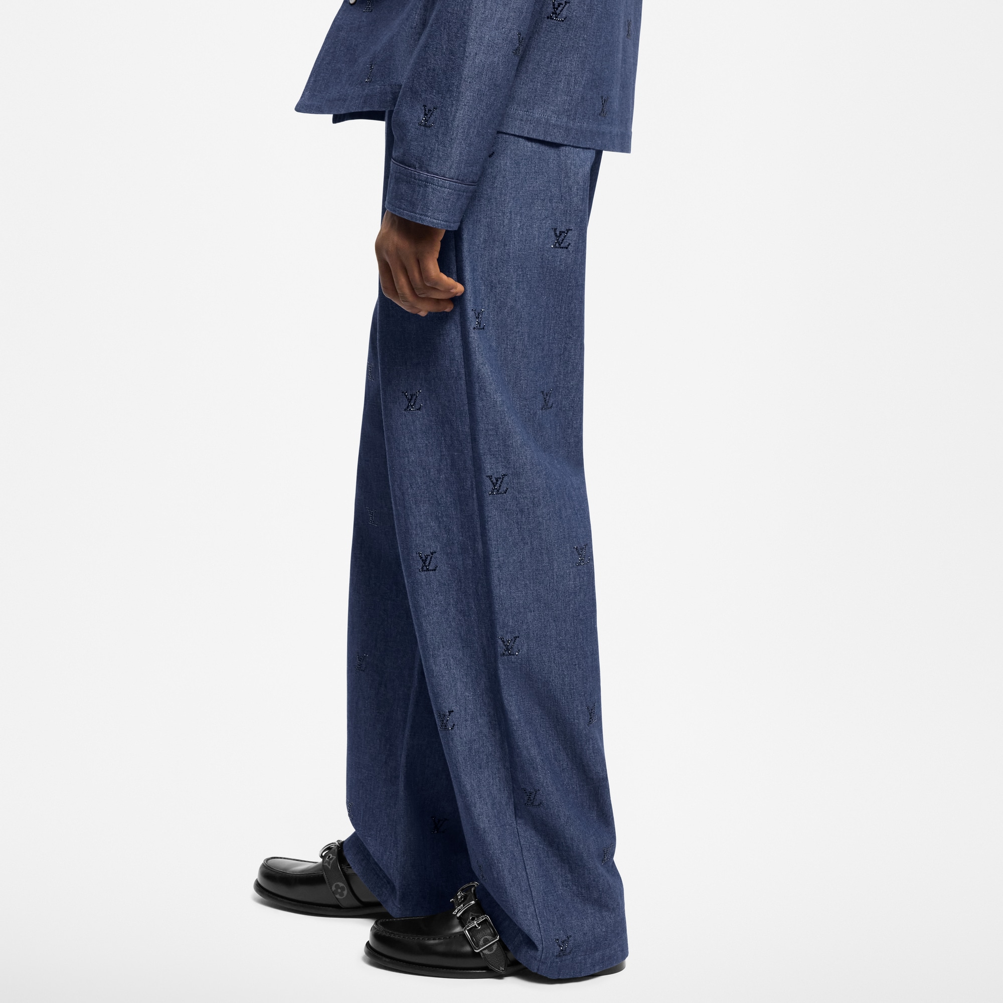 LV Blason Embellished Denim Pants  in Men