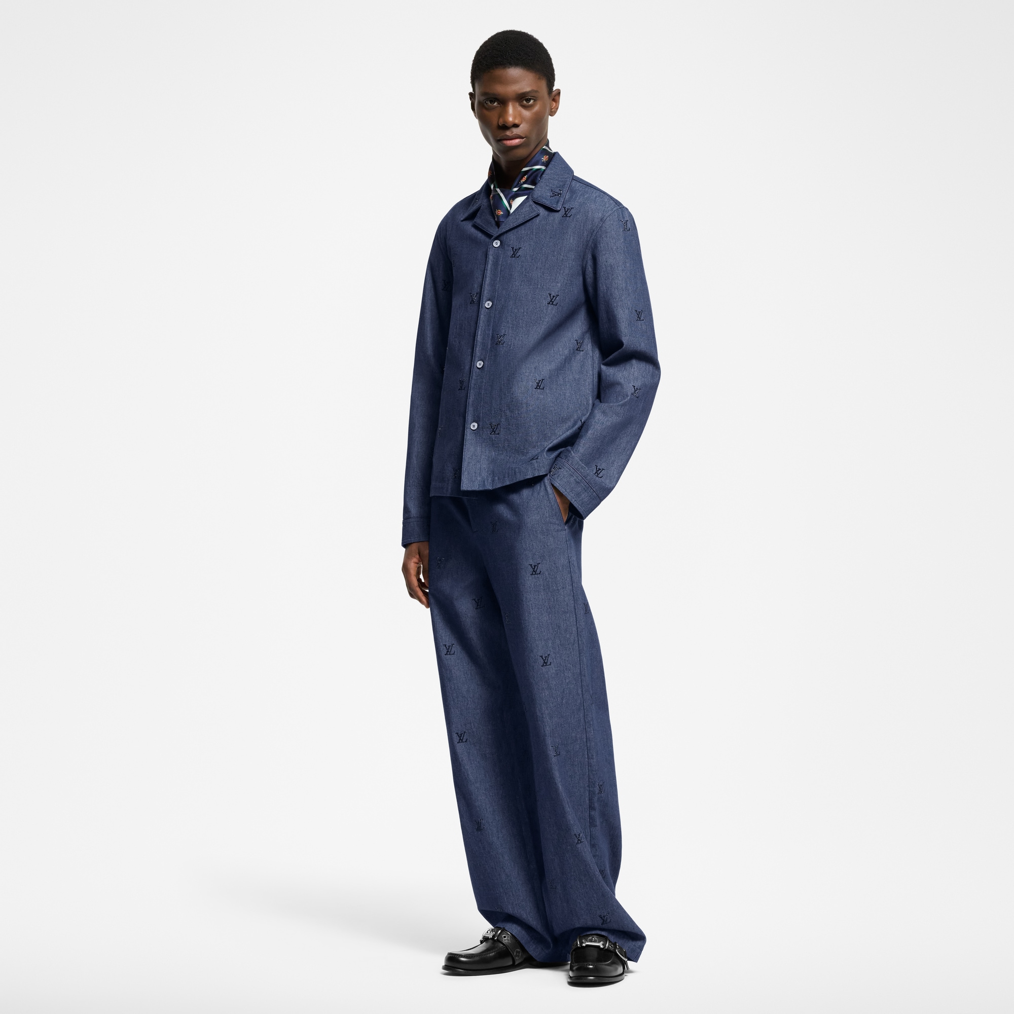 LV Blason Embellished Denim Pants  in Men