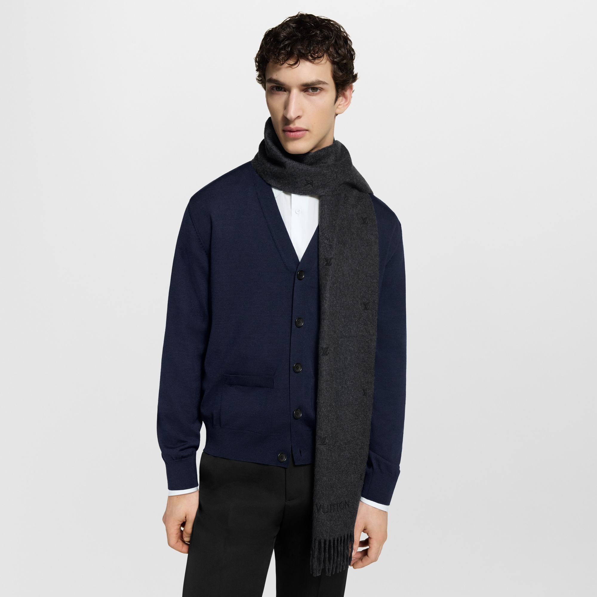 LV Blason Embroidered Scarf S00 in Men