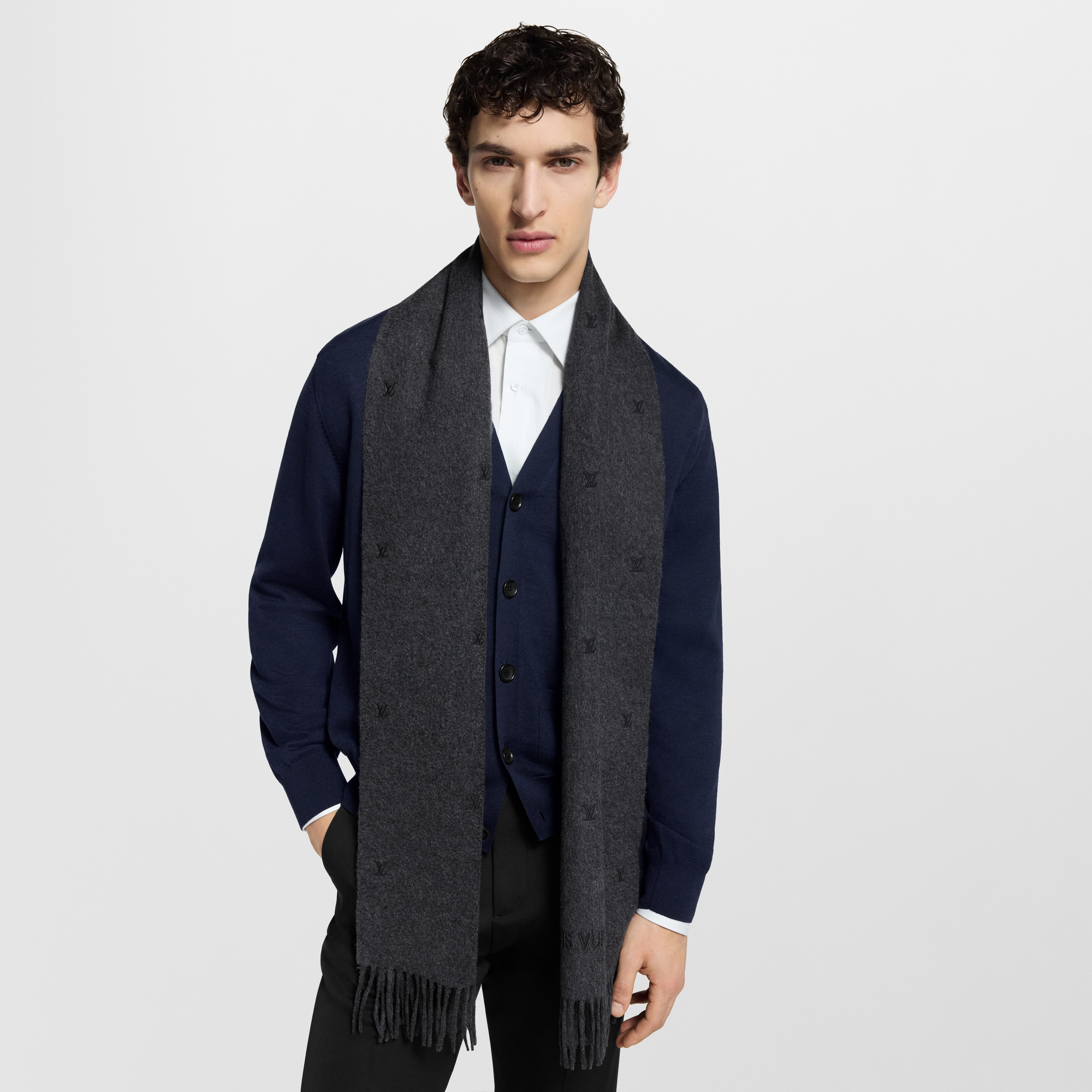 LV Blason Embroidered Scarf S00 in Men