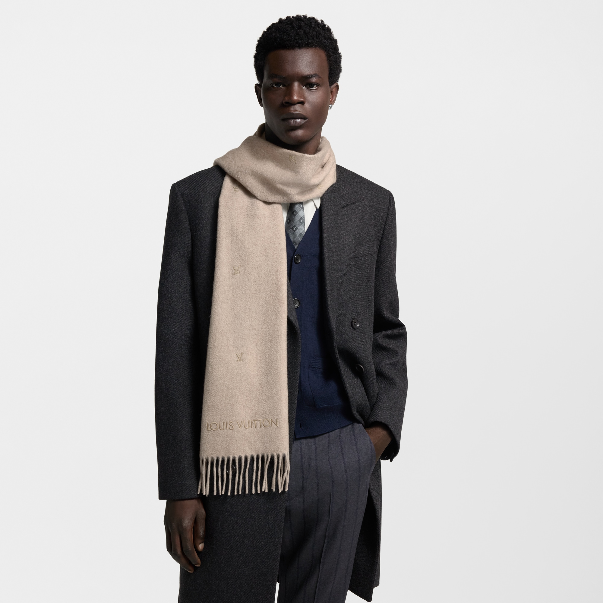 LV Blason Embroidered Scarf S00 in Men