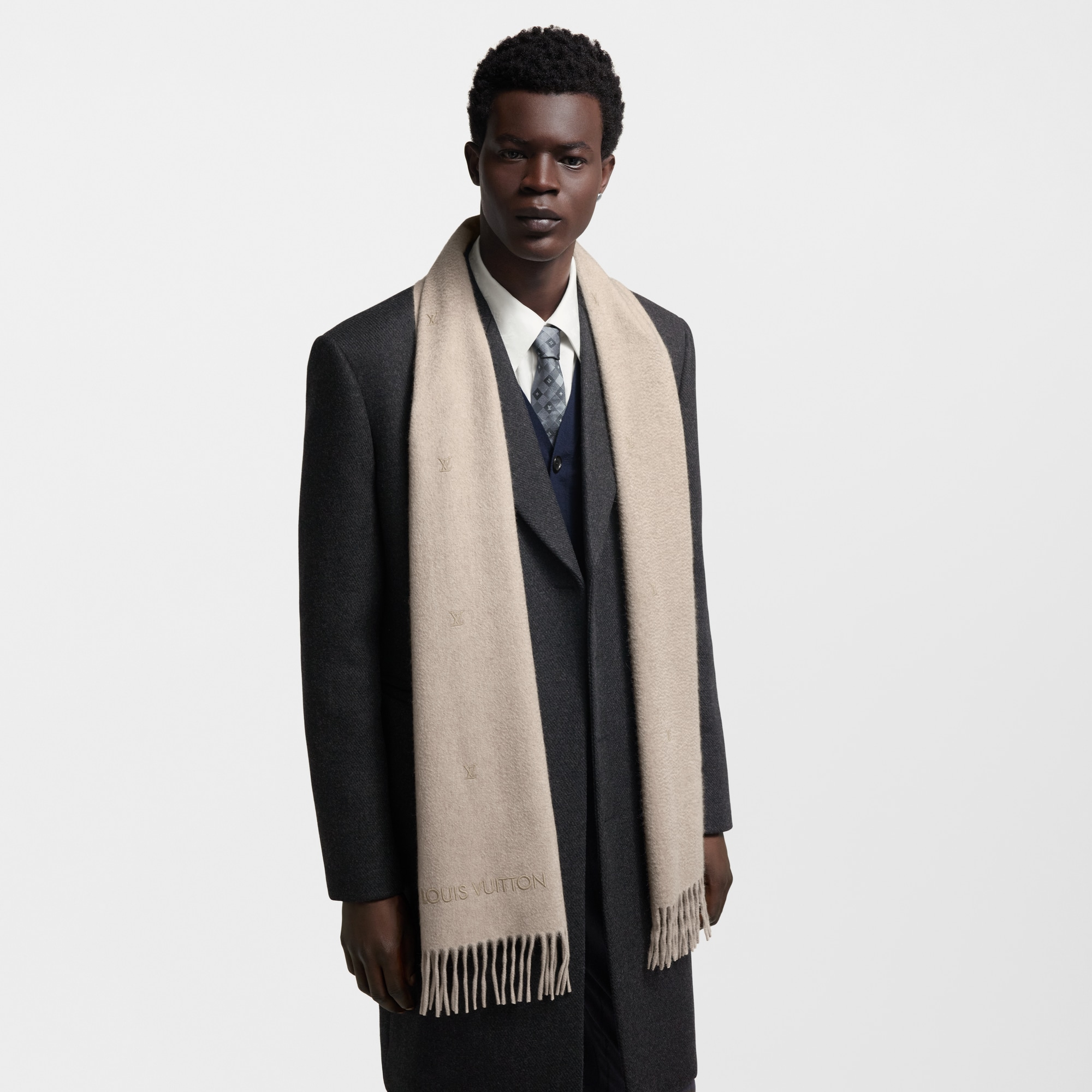 LV Blason Embroidered Scarf S00 in Men