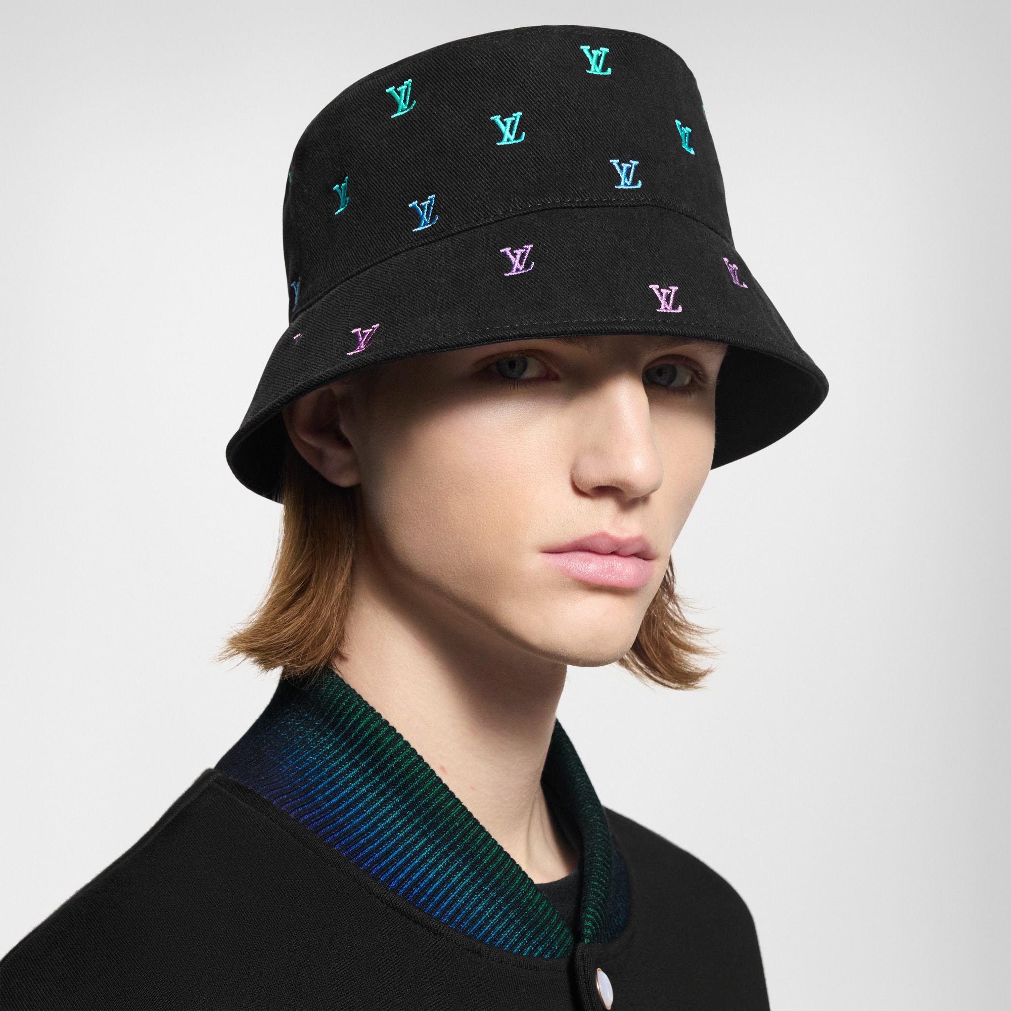 LV Blason Shading Denim Reversible Bucket Hat S00 in Men