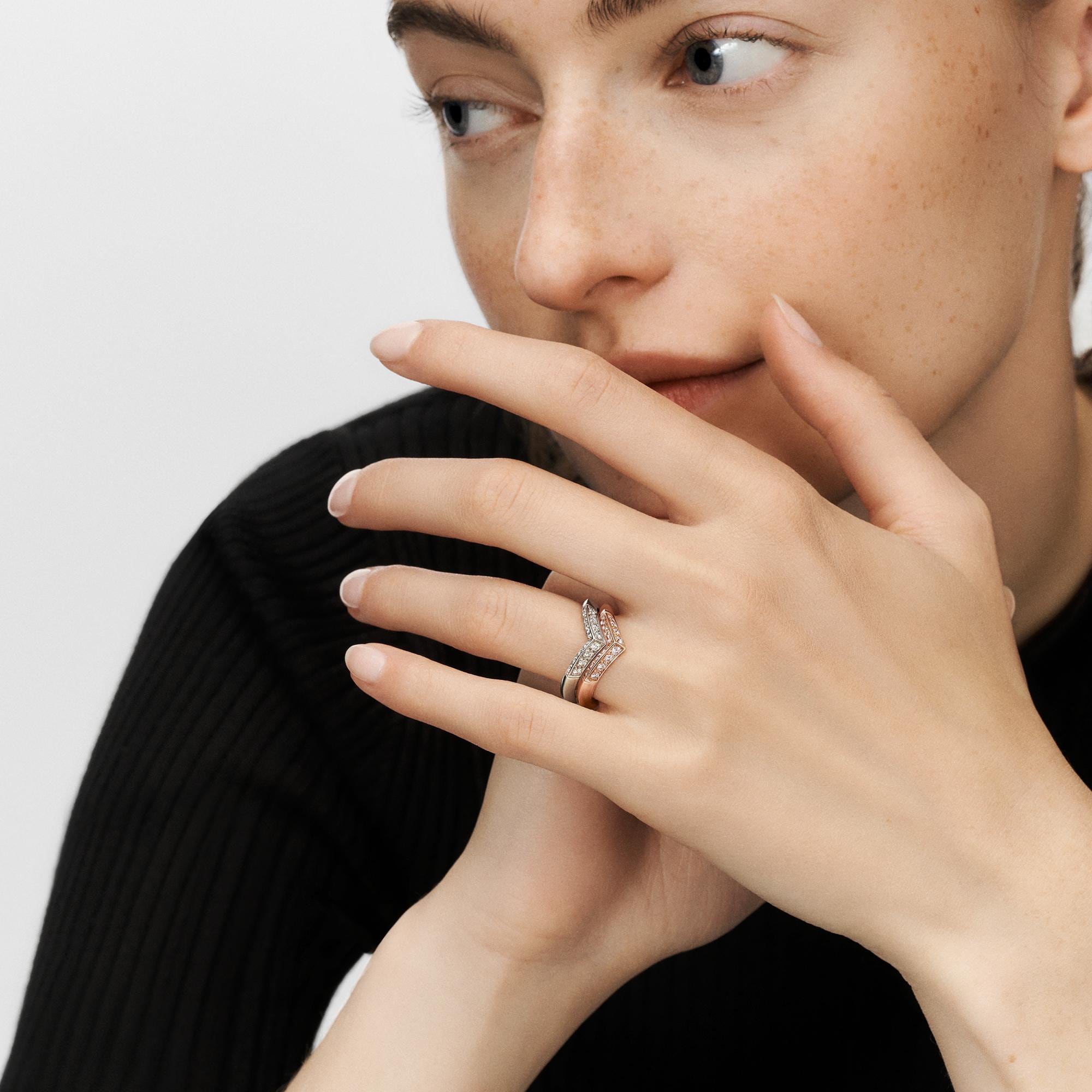 LV Diamonds Pavé V Ring, Pink Gold  in Jewellery
