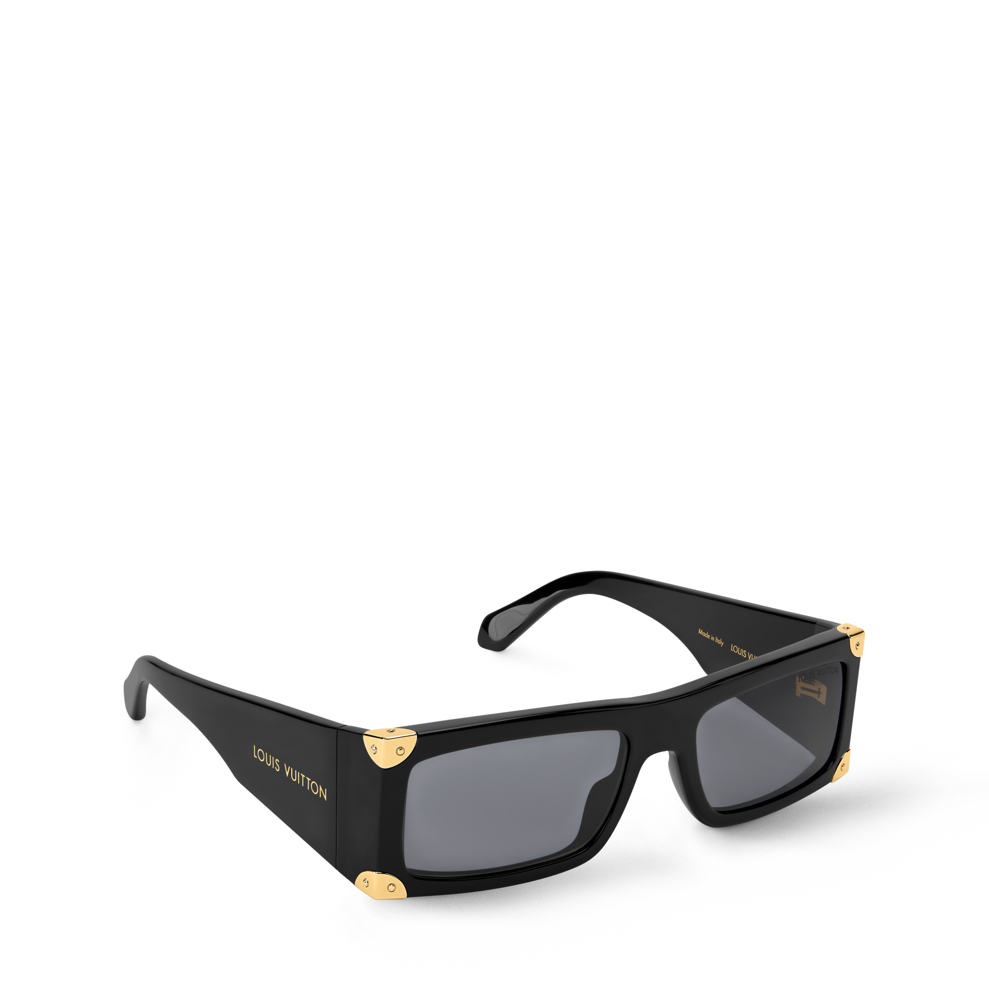 LV collection Black Square Sunglasses with Gold Logo Accents LV Empreinte Square Acetate Sunglasses Black main image 4