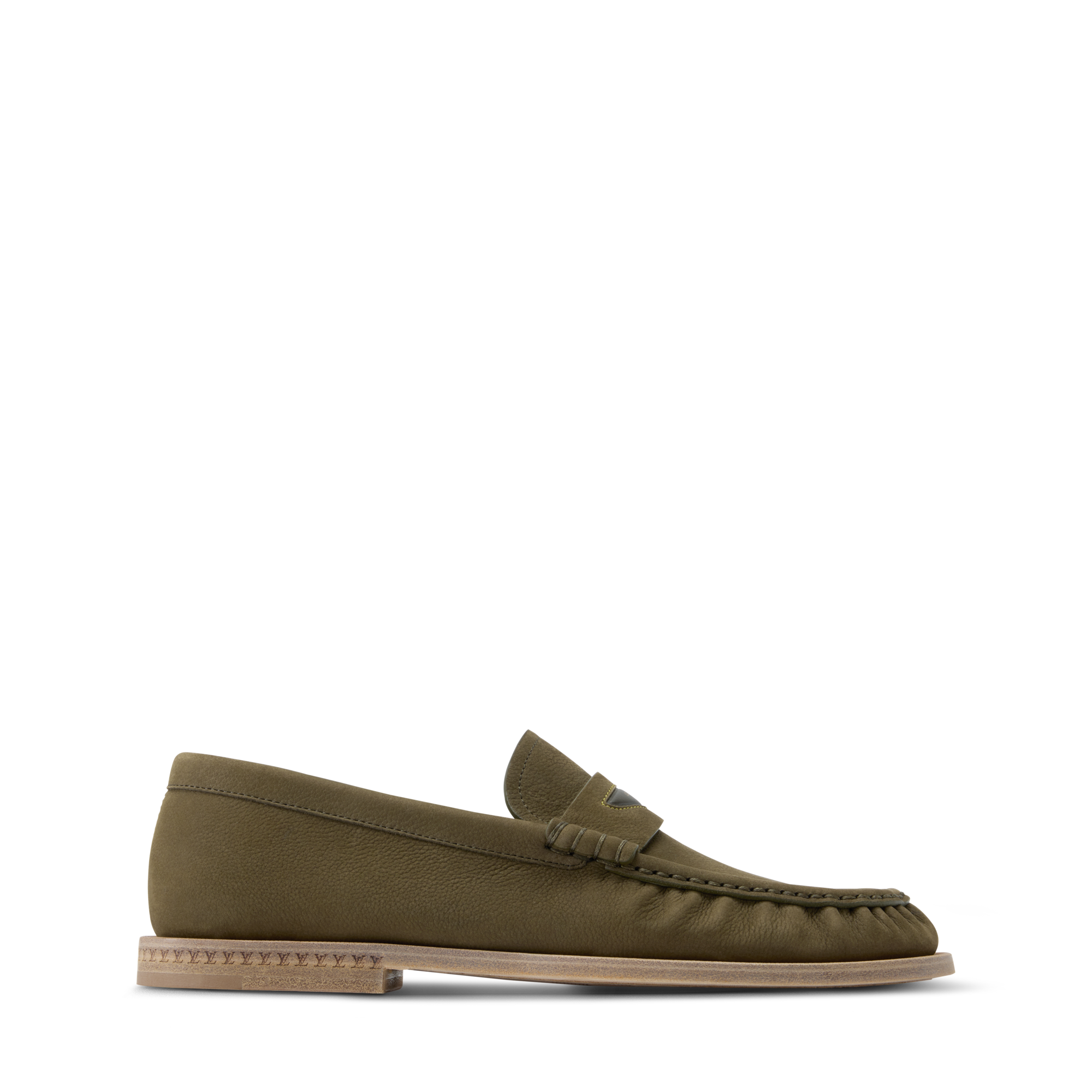 Original Louis Vuitton Loafers (used) Dark Green or Army green Louis Vuitton Grained Calfskin Monogram Mens Driver Moccasin  main image 2
