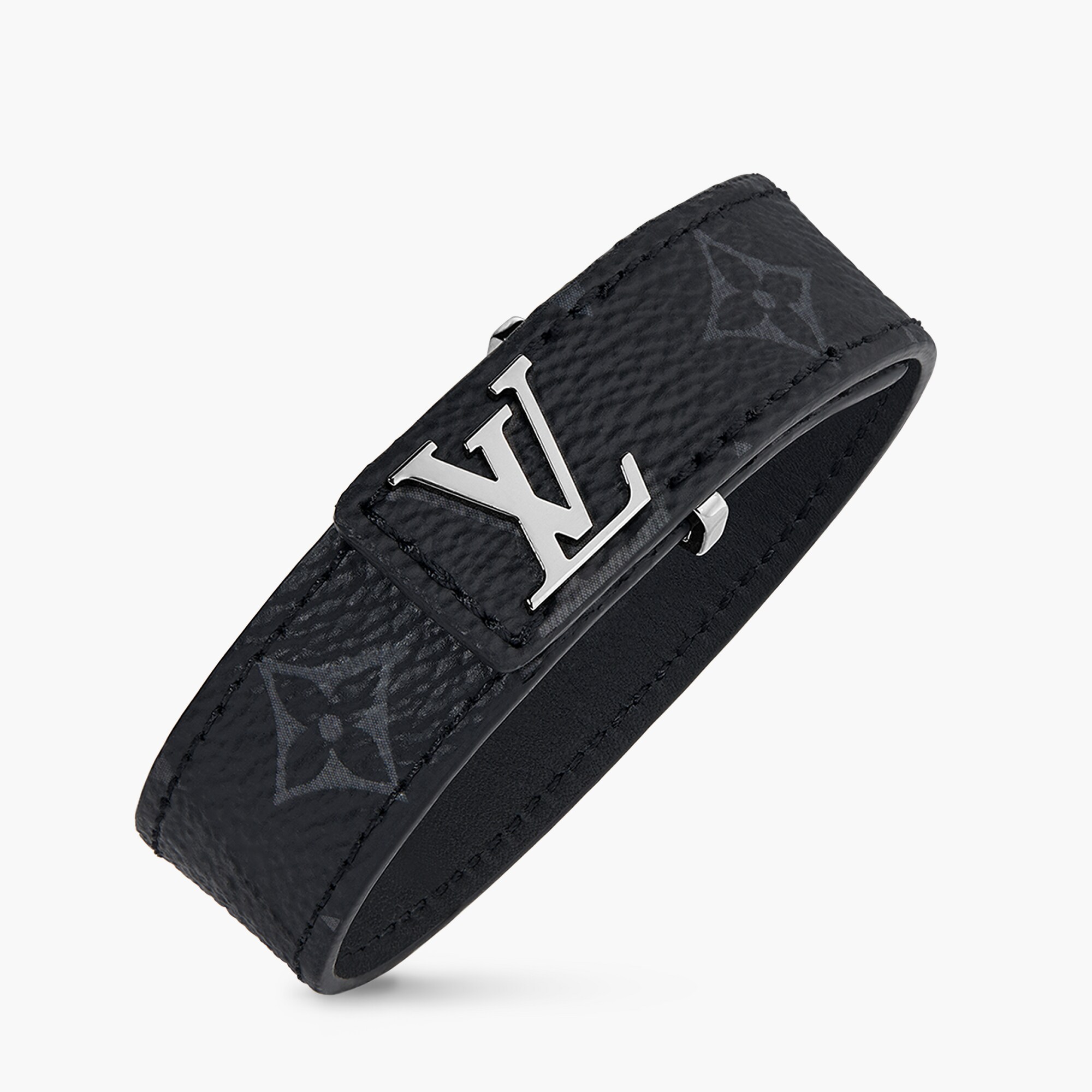 LV Slim Bracelet Monogram Eclipse Canvas Fashion Jewelry M6456E