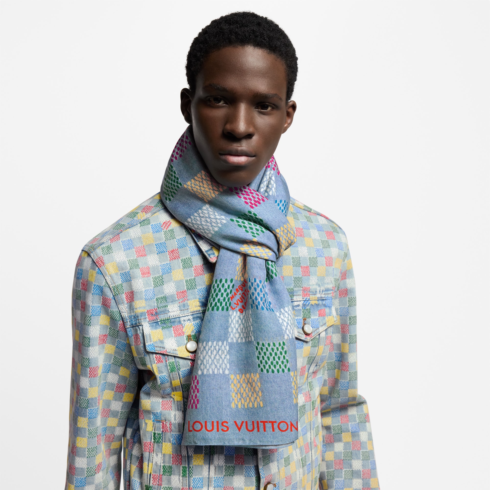 LV Vers Damier Denim Stole S00 in Men