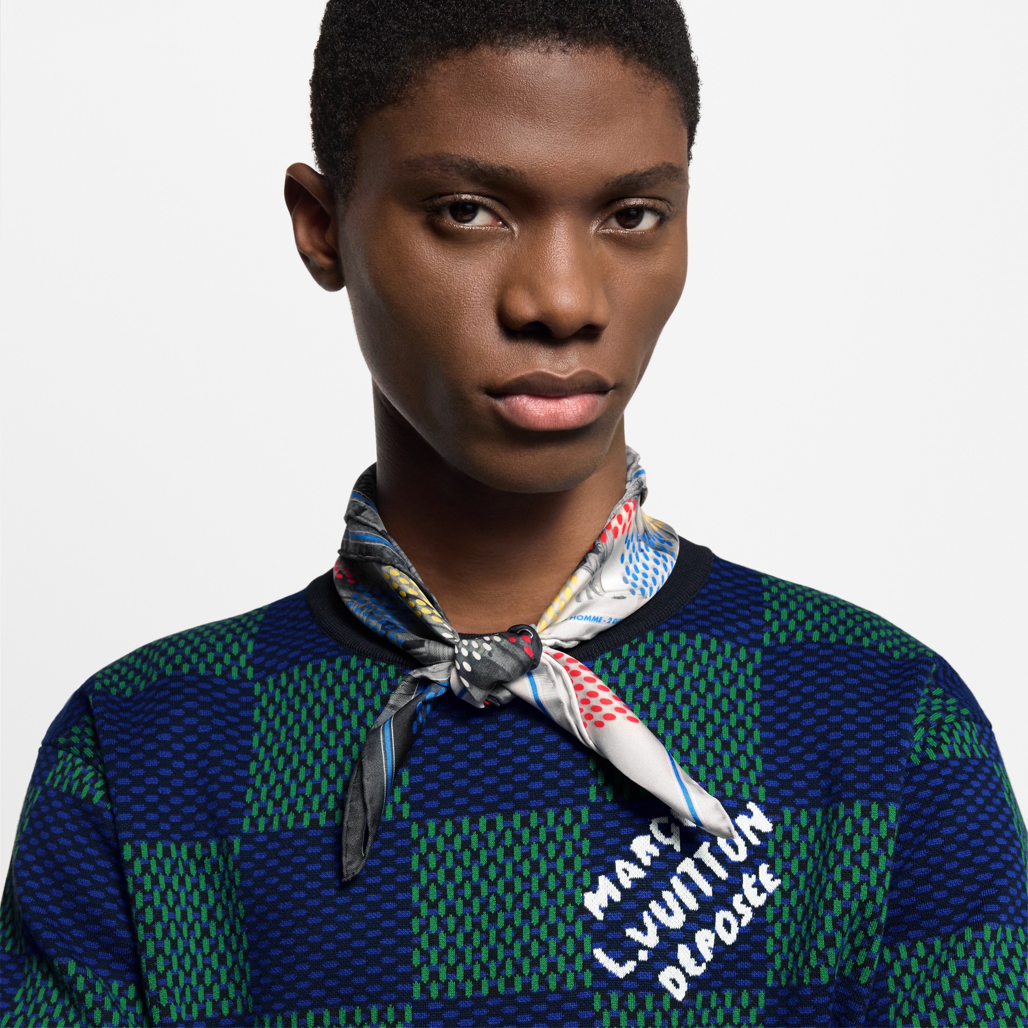 LV Vers Damier Silk Bandana S00 in Men