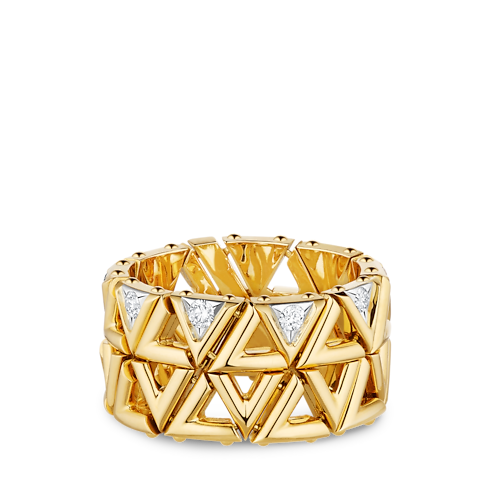 LV Volt Mesh Ring, Yellow Gold And Diamonds in Jewellery's Categories All Fine Jewellery collections by Louis Vuitton (Product zoom)