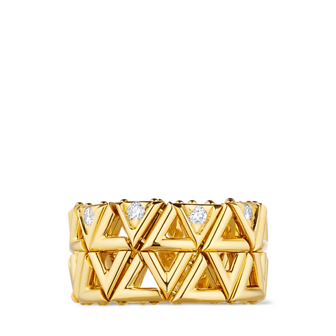 LV Volt Mesh Ring, Yellow Gold And Diamonds in Jewellery's Categories All Fine Jewellery collections by Louis Vuitton (Product zoom)