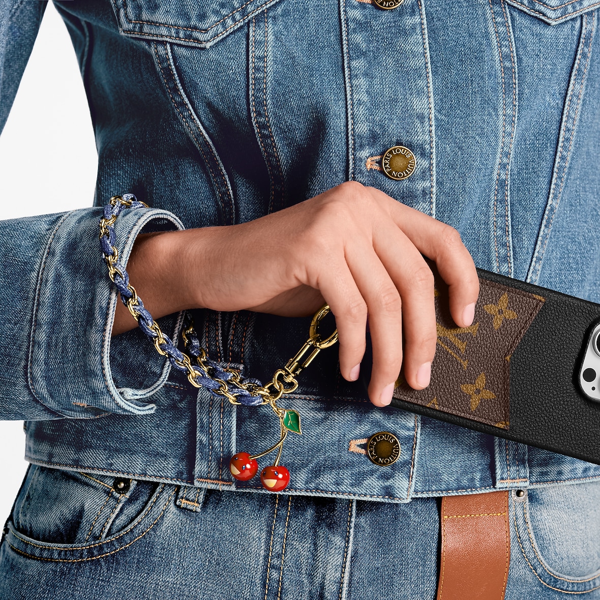 Lv Razor Phone LV x TM Denim Cerise Phone Holder S00 - Accessories | LOUIS VUITTON