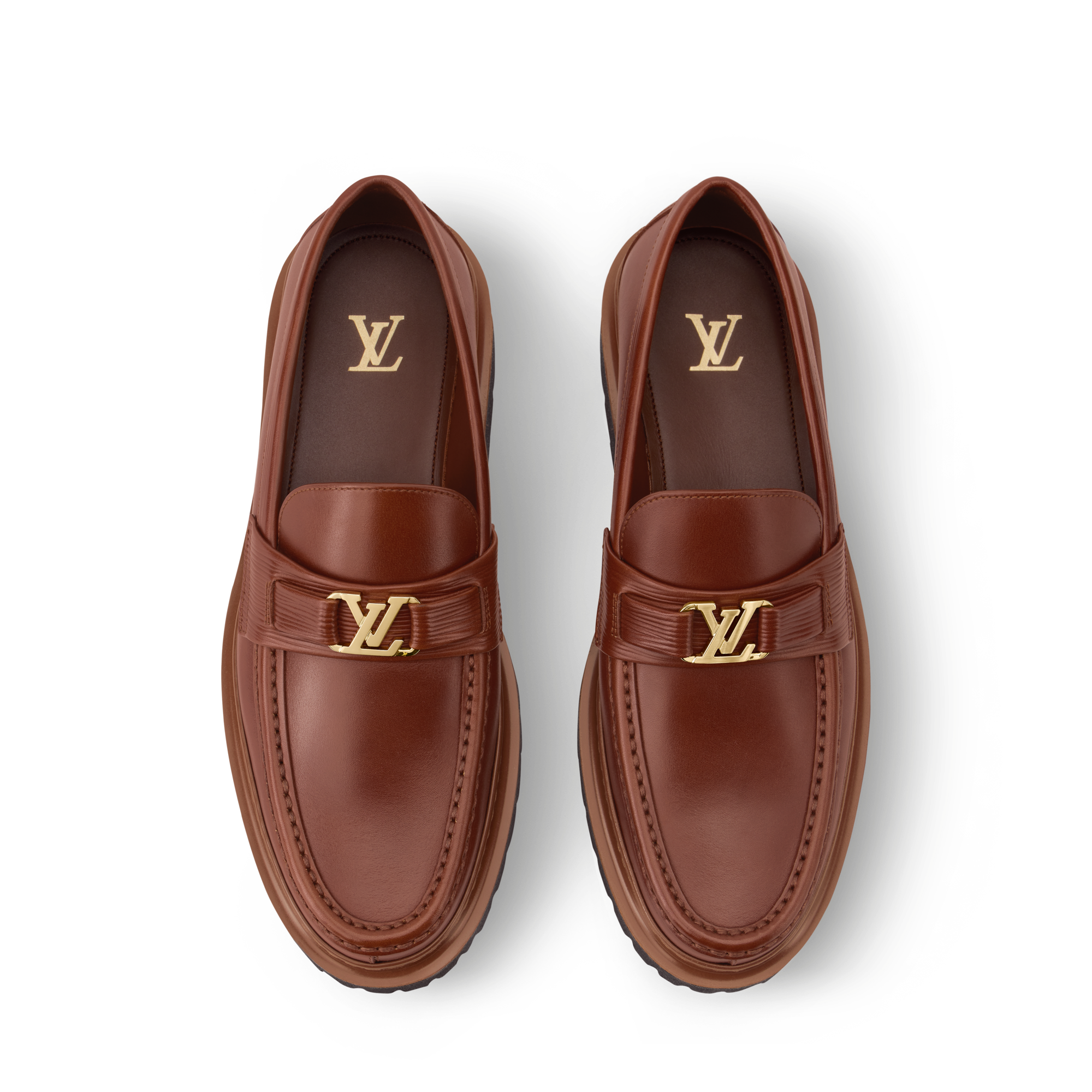 Louis Vuitton Brown Leather Loafers with Orange Insole and LV Bit My Chic Louis Vuitton Archlight Sneakers & Thick-Soled  main image 2
