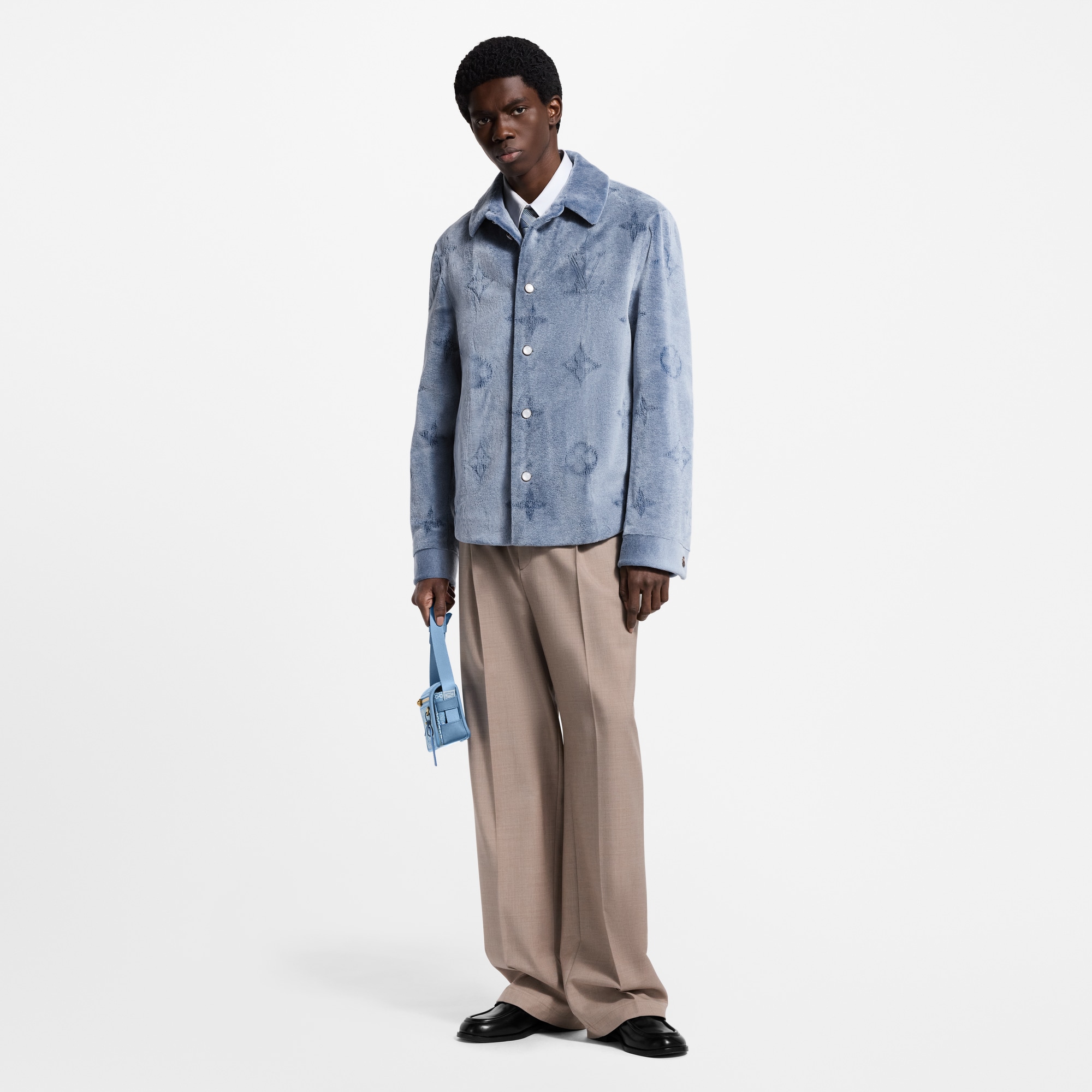 Mink Perforated Monogram Overshirt  in Men