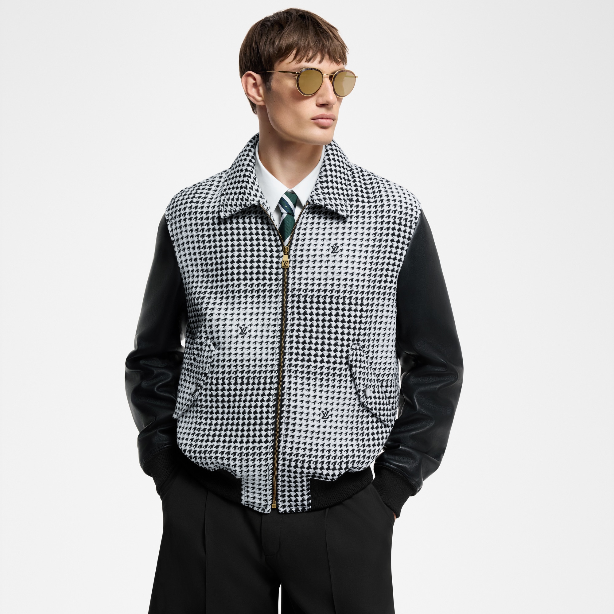 Mixed Leather And Wool Blouson  in Men