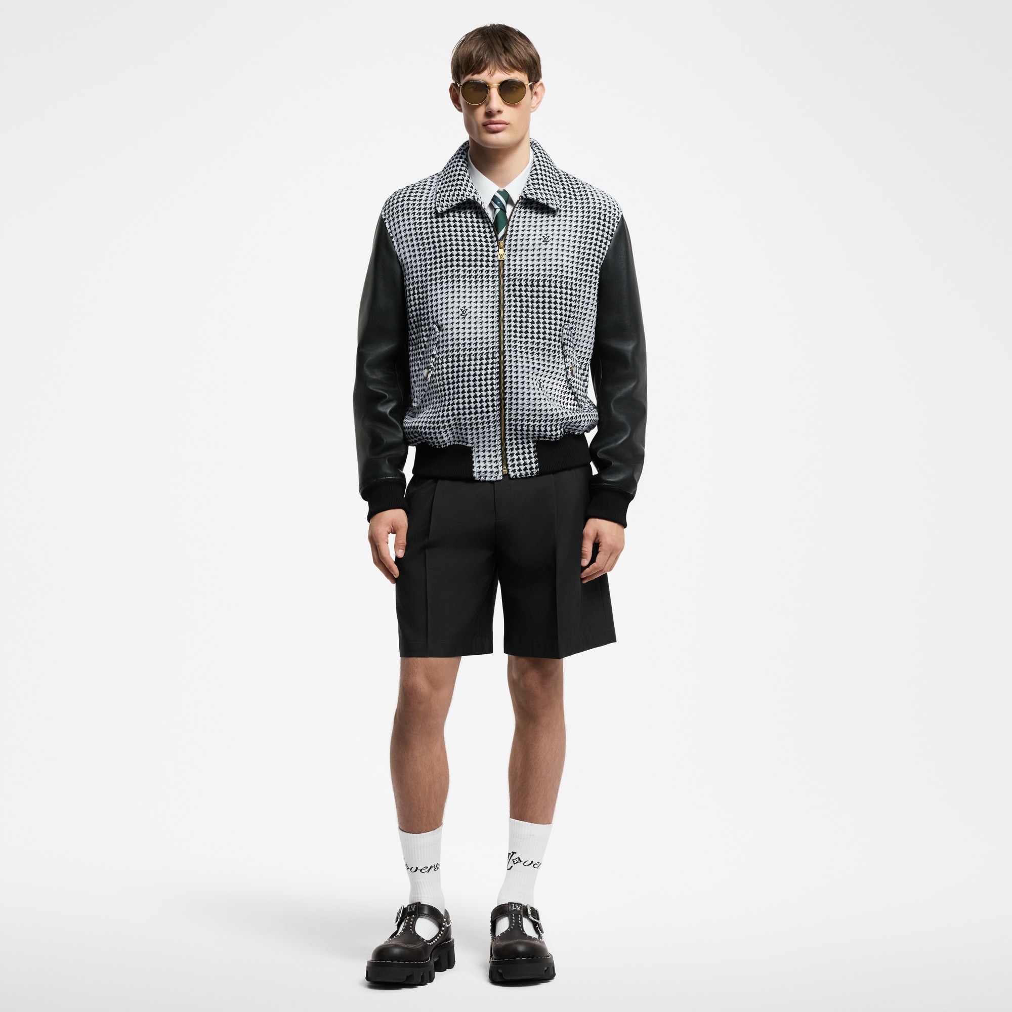 Mixed Leather And Wool Blouson  in Men