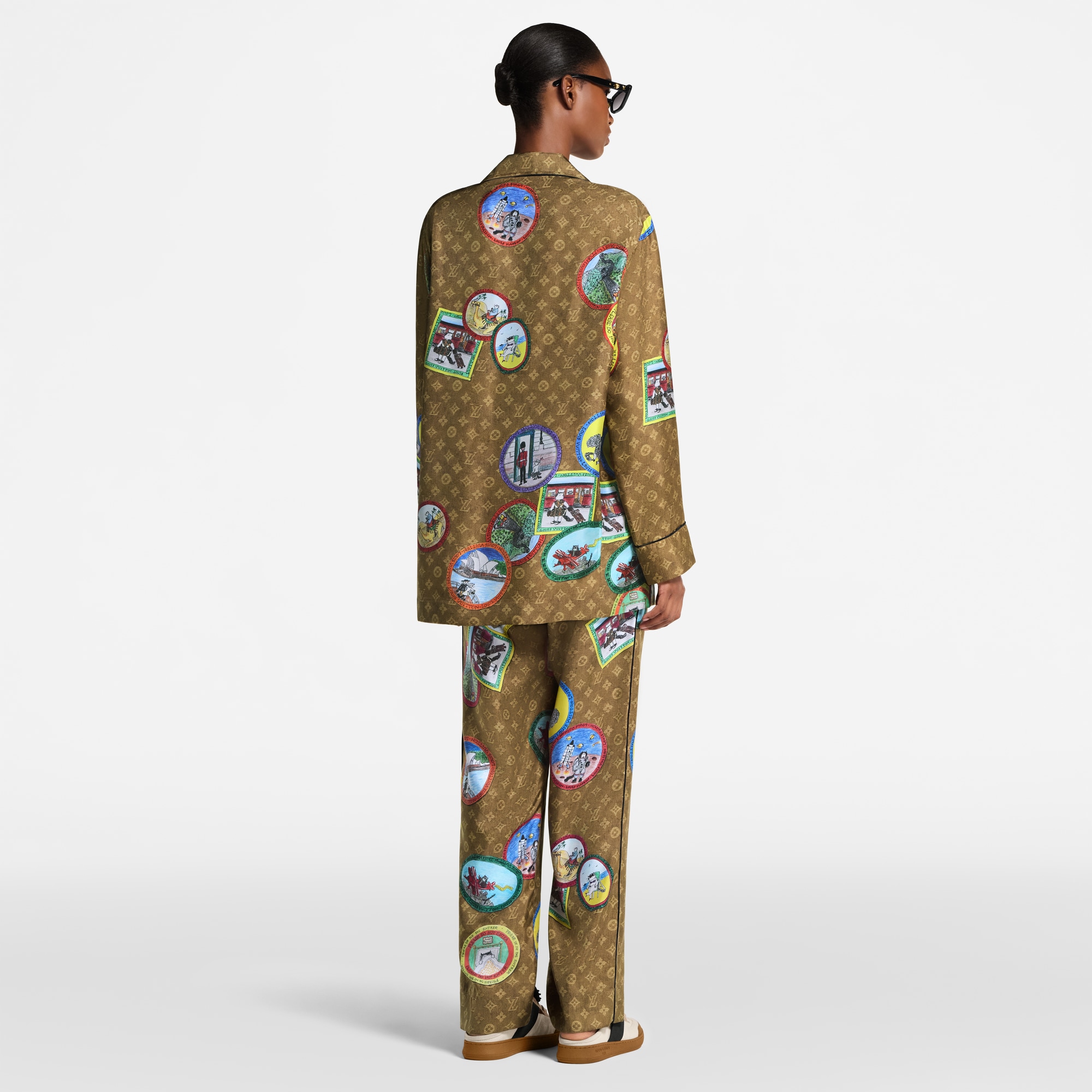 Monogram Cat Stamp Pajama Pants  in Women