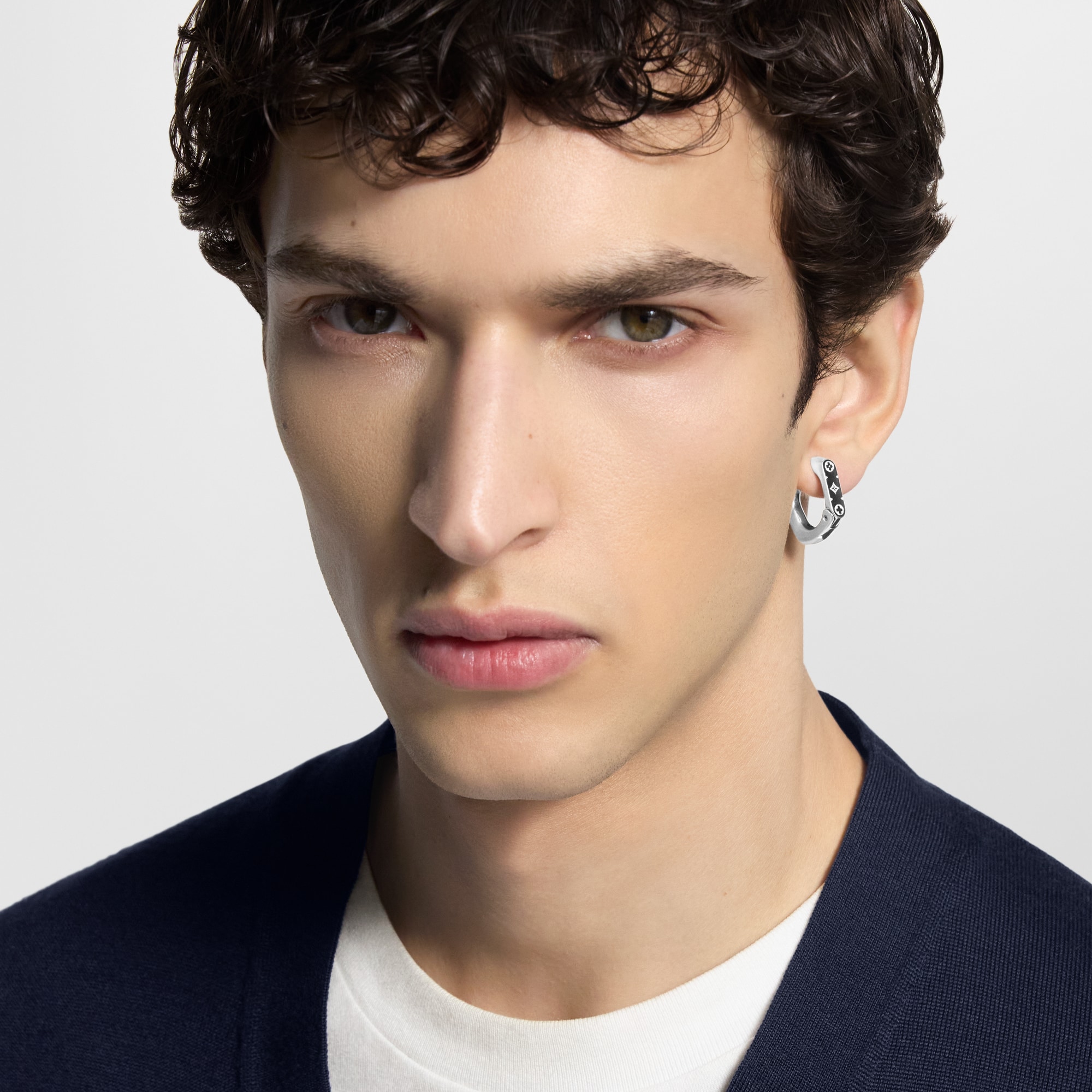 Monogram Chain Hoop Earring S00 in Men