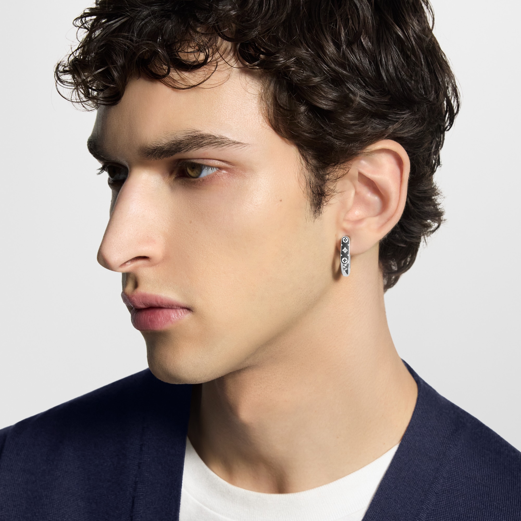 Monogram Chain Hoop Earring S00 in Men