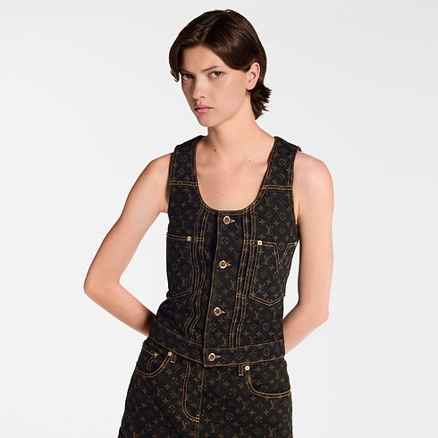 Monogram Denim Button Front Top in Women's Ready-to-Wear Tops collections by Louis Vuitton (Product zoom)