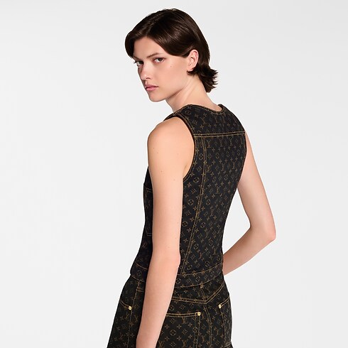 Monogram Denim Button Front Top in Women's Ready-to-Wear Tops collections by Louis Vuitton (Product zoom)