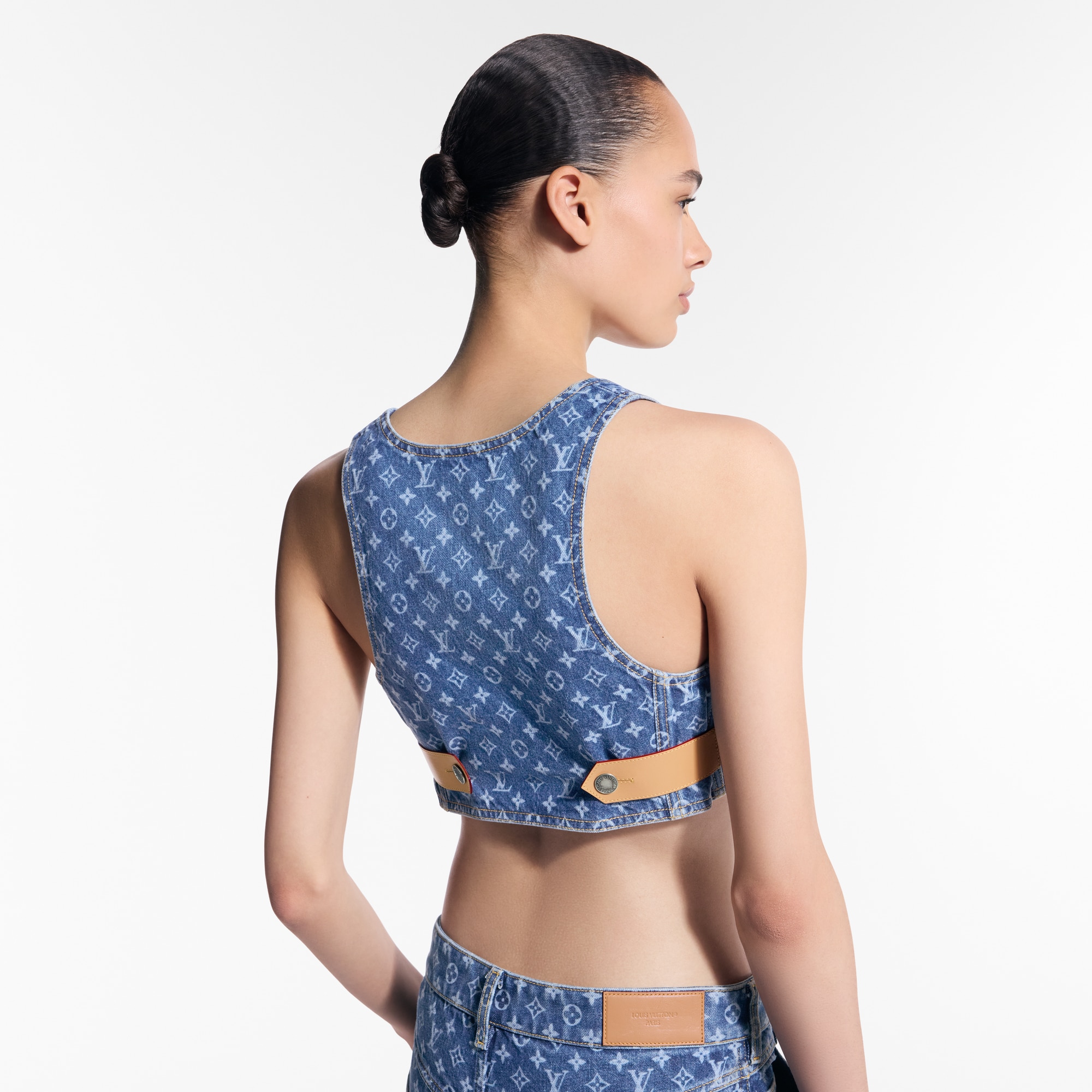 Monogram Denim Crop Top  in Women