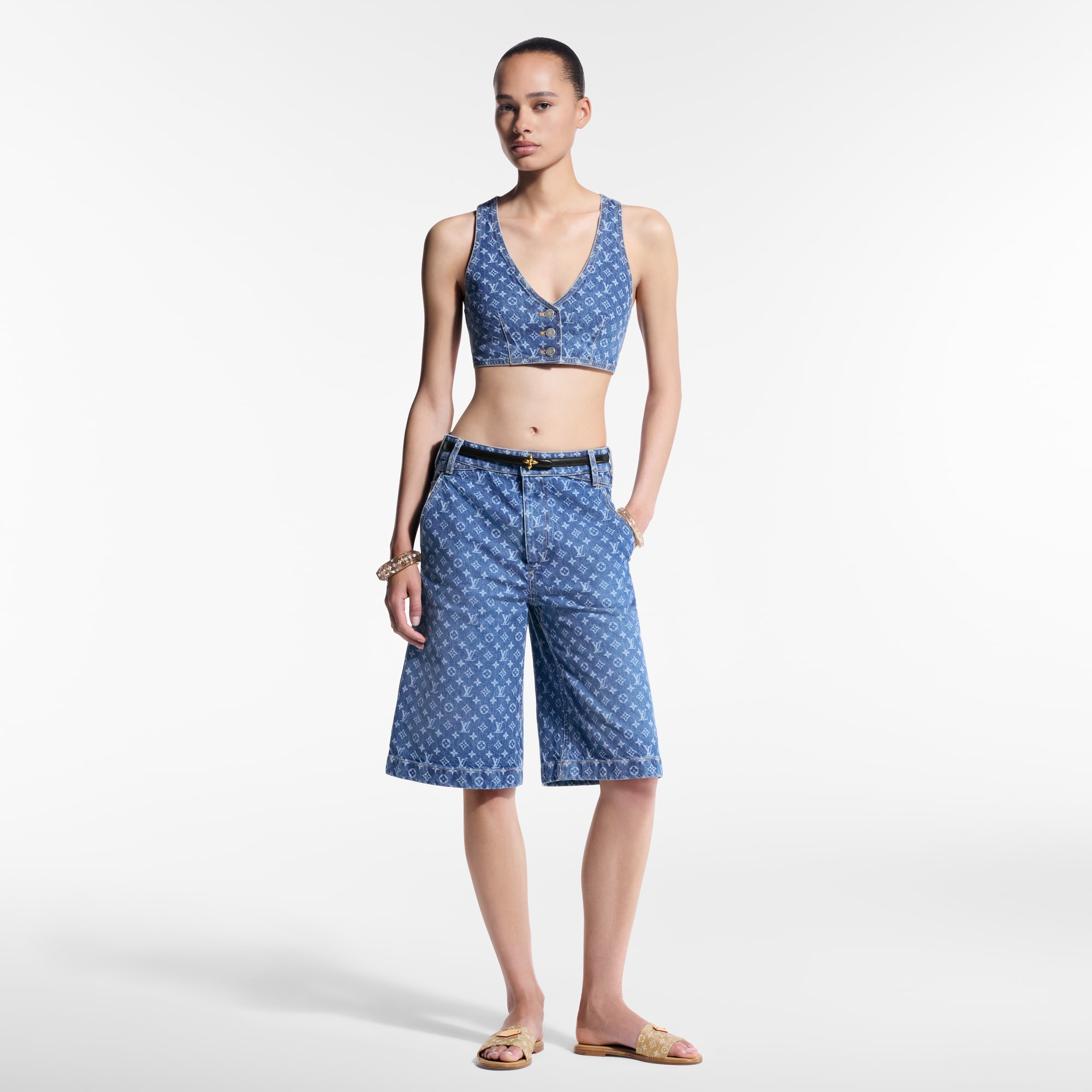Monogram Denim Crop Top  in Women