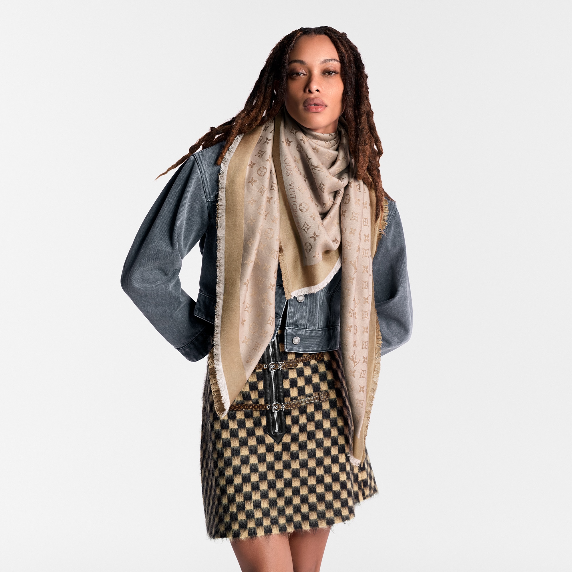 Monogram Denim Shawl S00 in Women