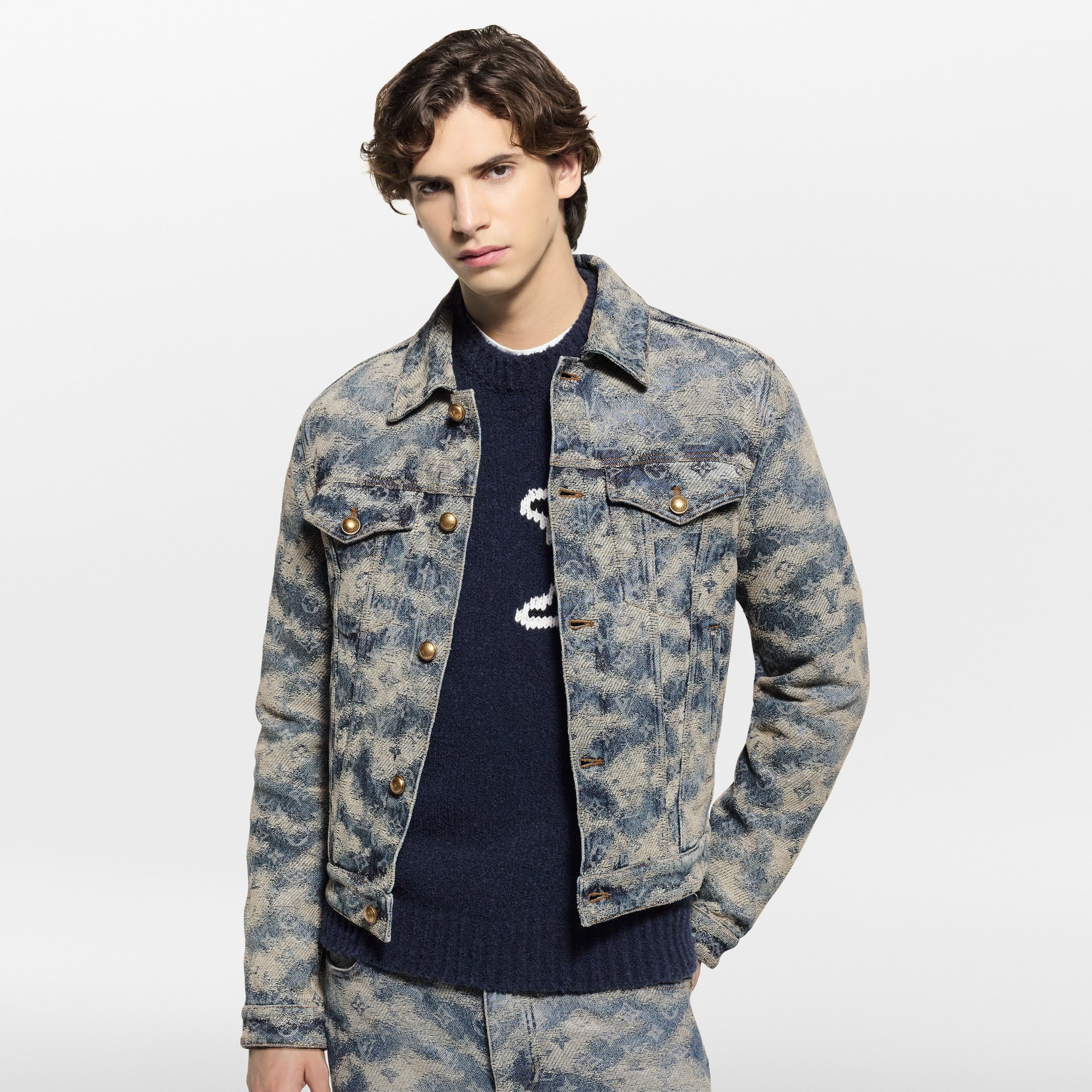 Monogram Denim Trucker Jacket  in Men