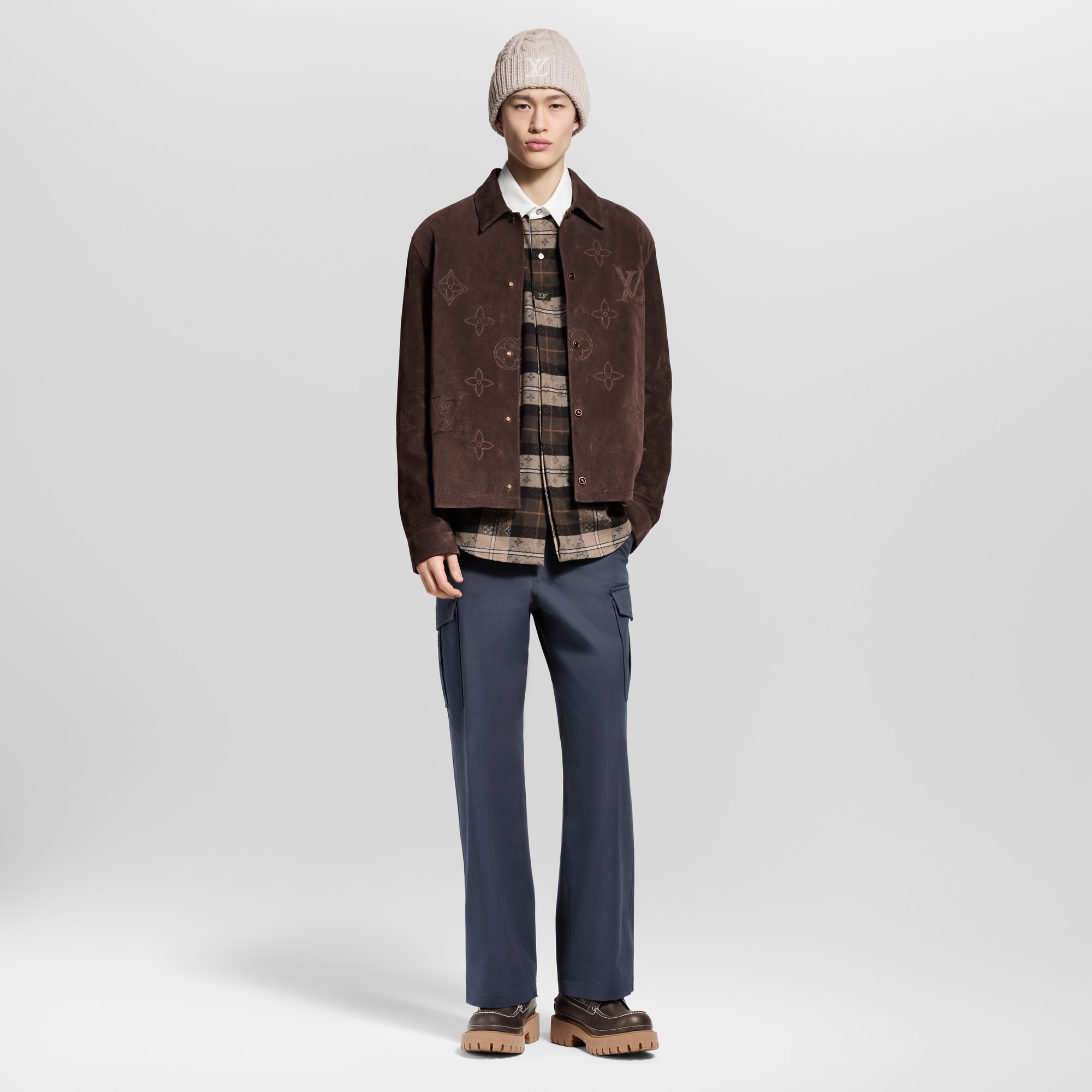 Monogram Embroidered Suede Overshirt  in Men