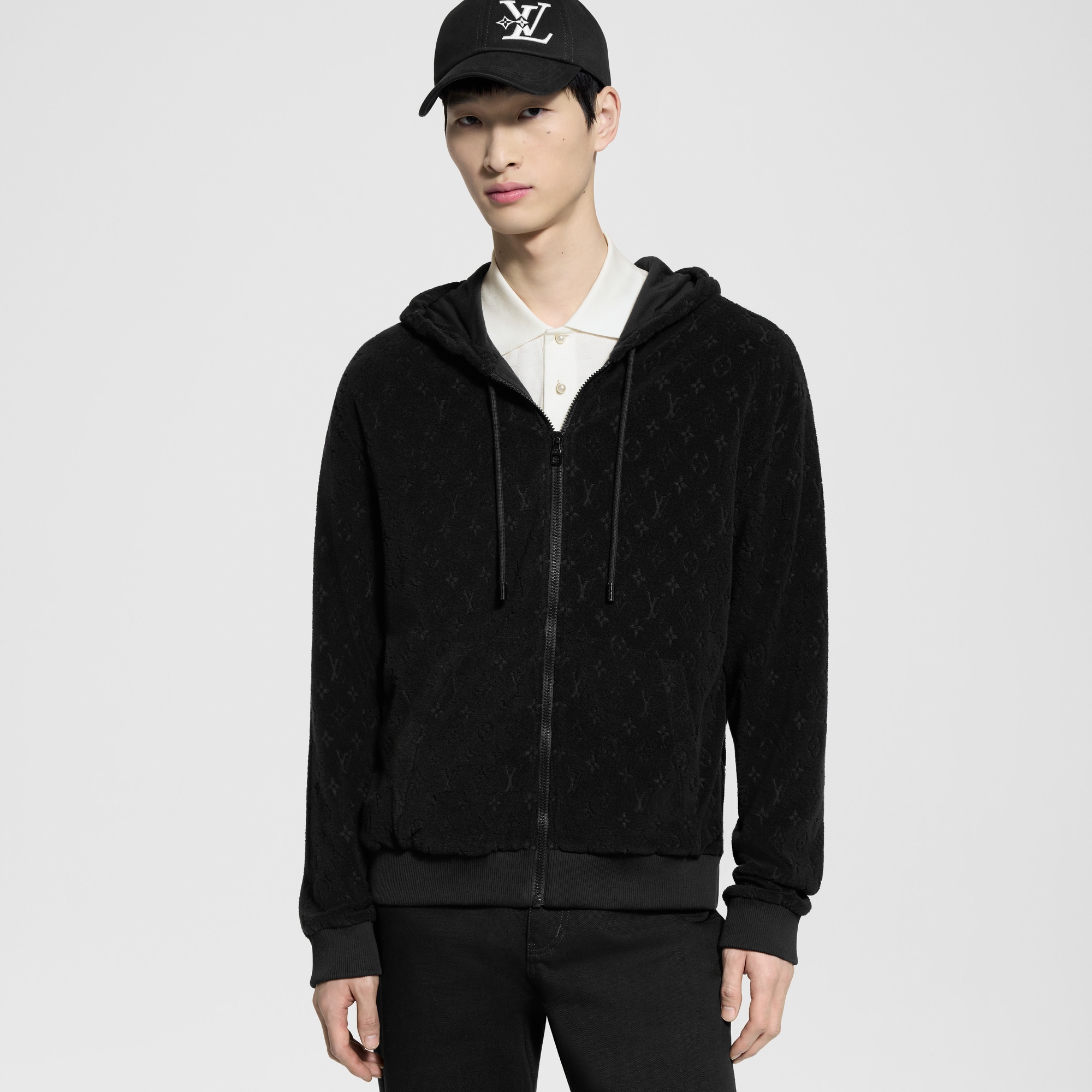 Monogram French Terry Zip-Through Hoodie  in Men